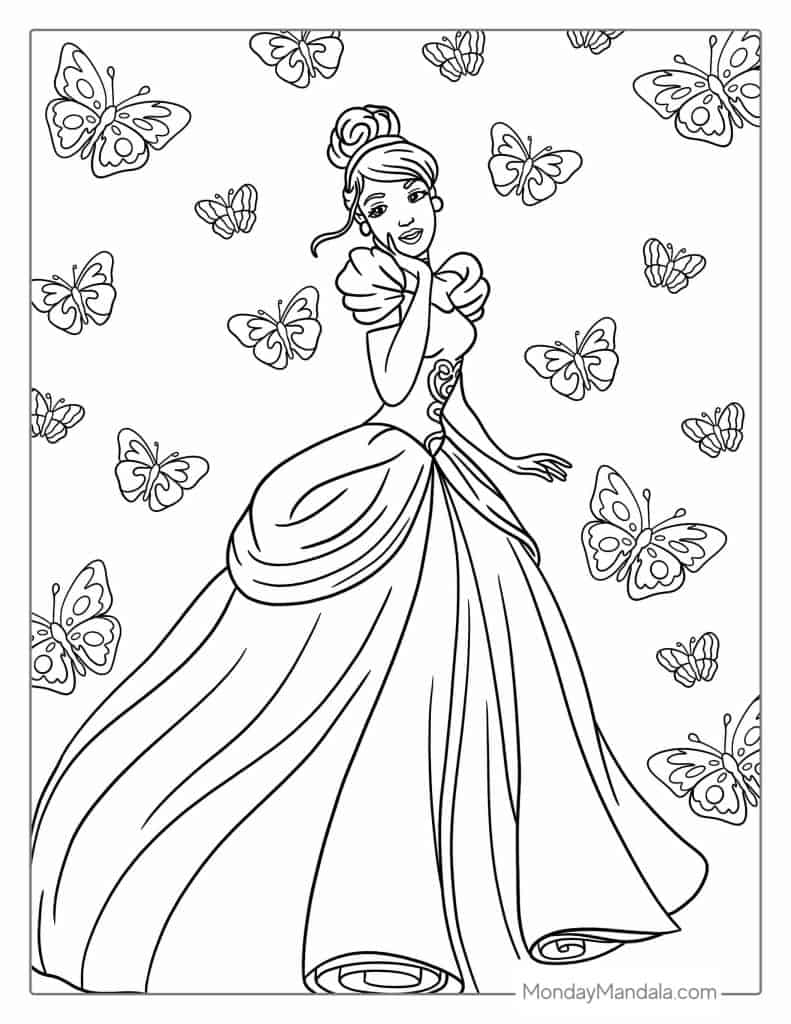 princess color pages printable