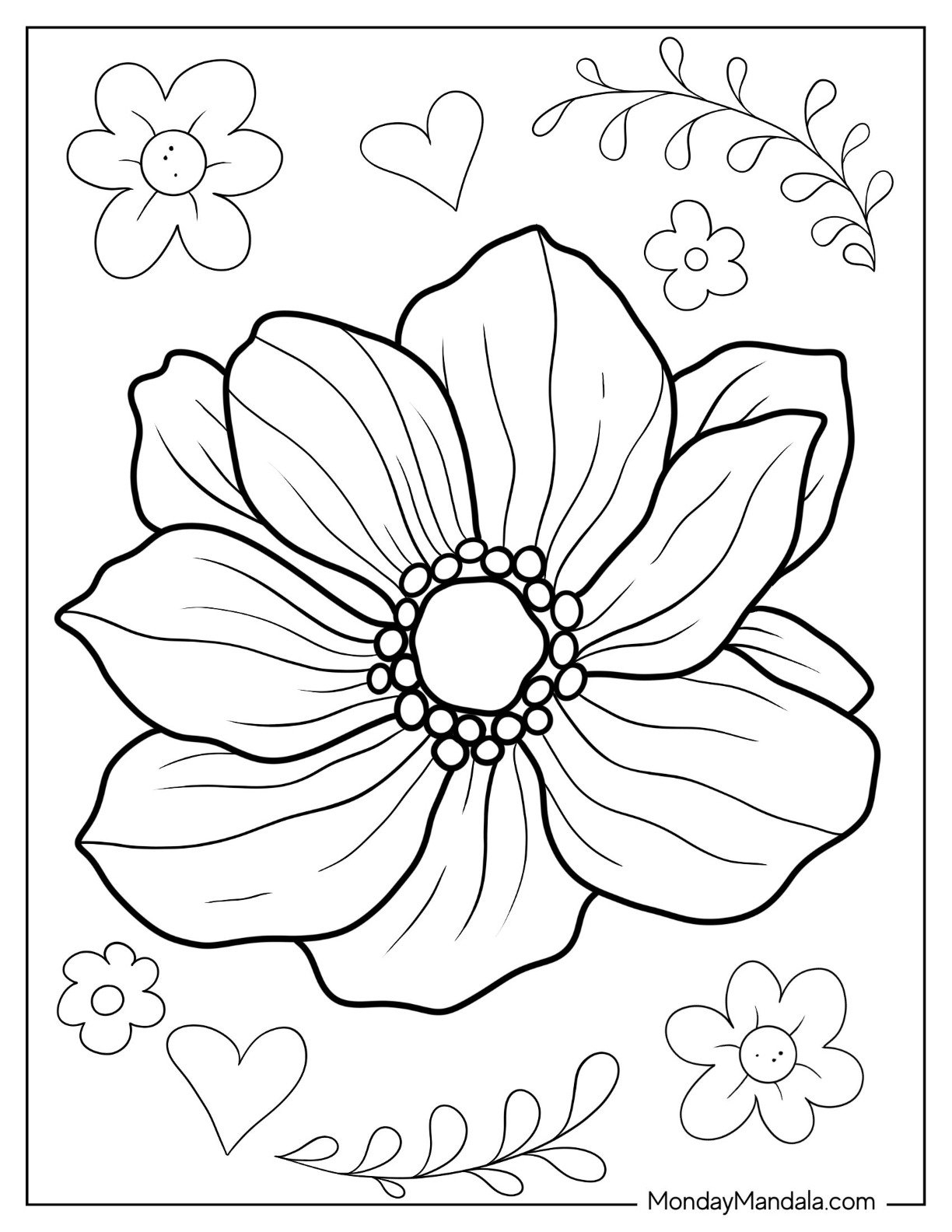 free printable flower colouring pages