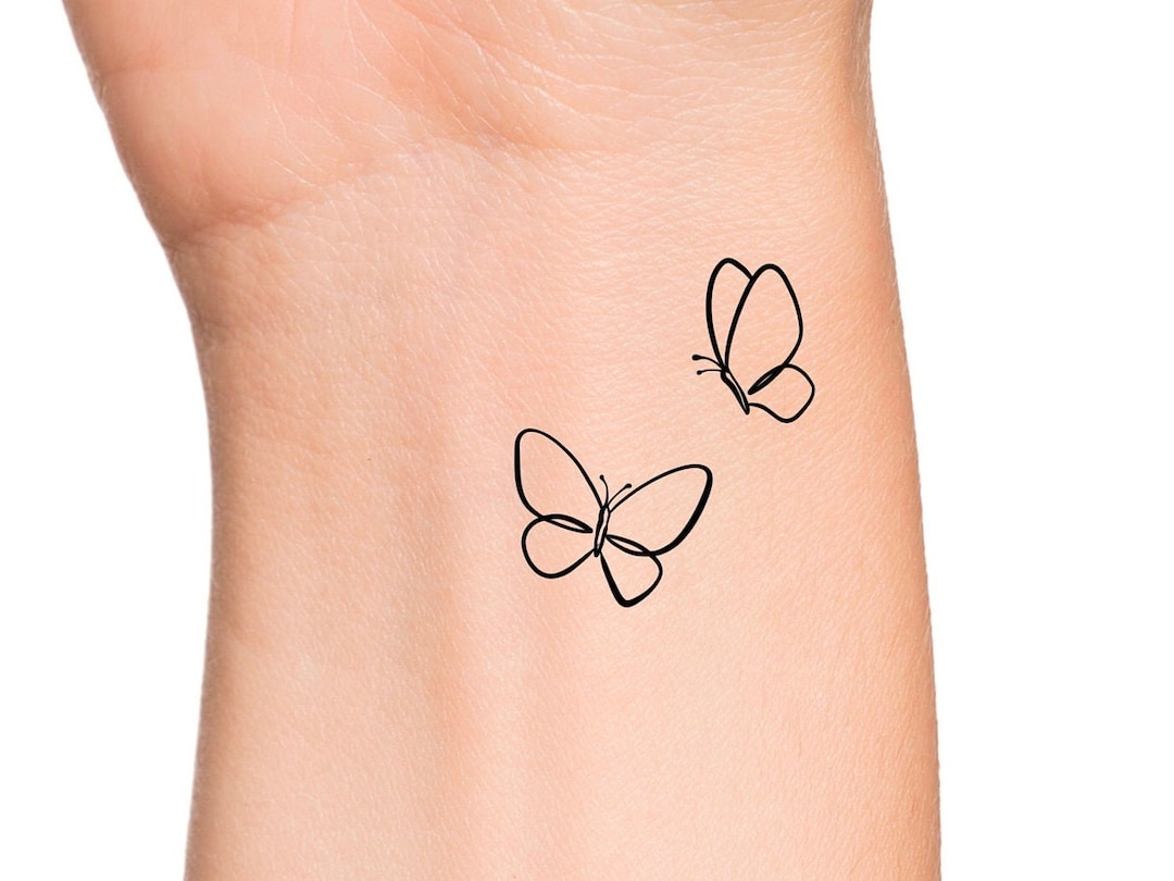 Butterfly Outlines Temporary Tattoo Small Butterflies Etsy