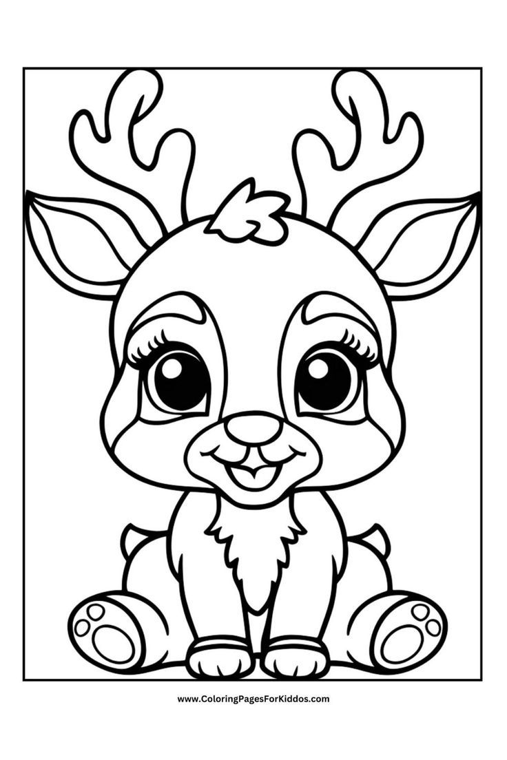 Cute Printable Reindeer Coloring Pages For Kids