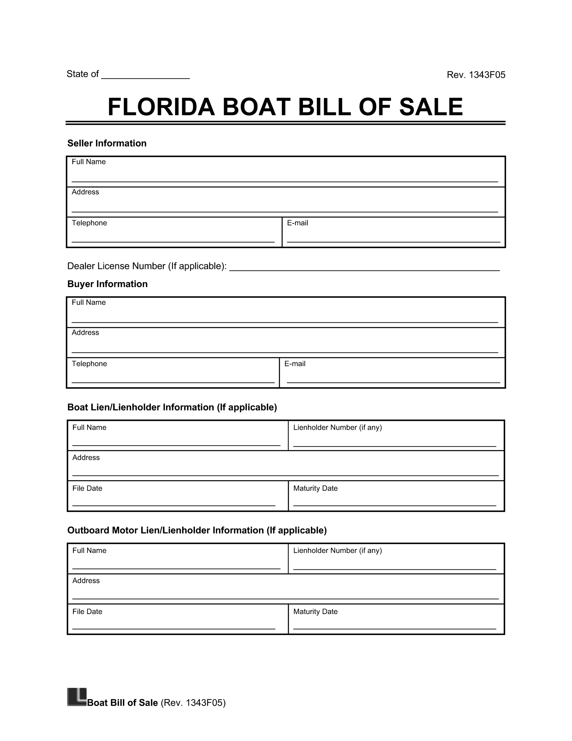 Free Florida Boat Bill Of Sale Template PDF Word
