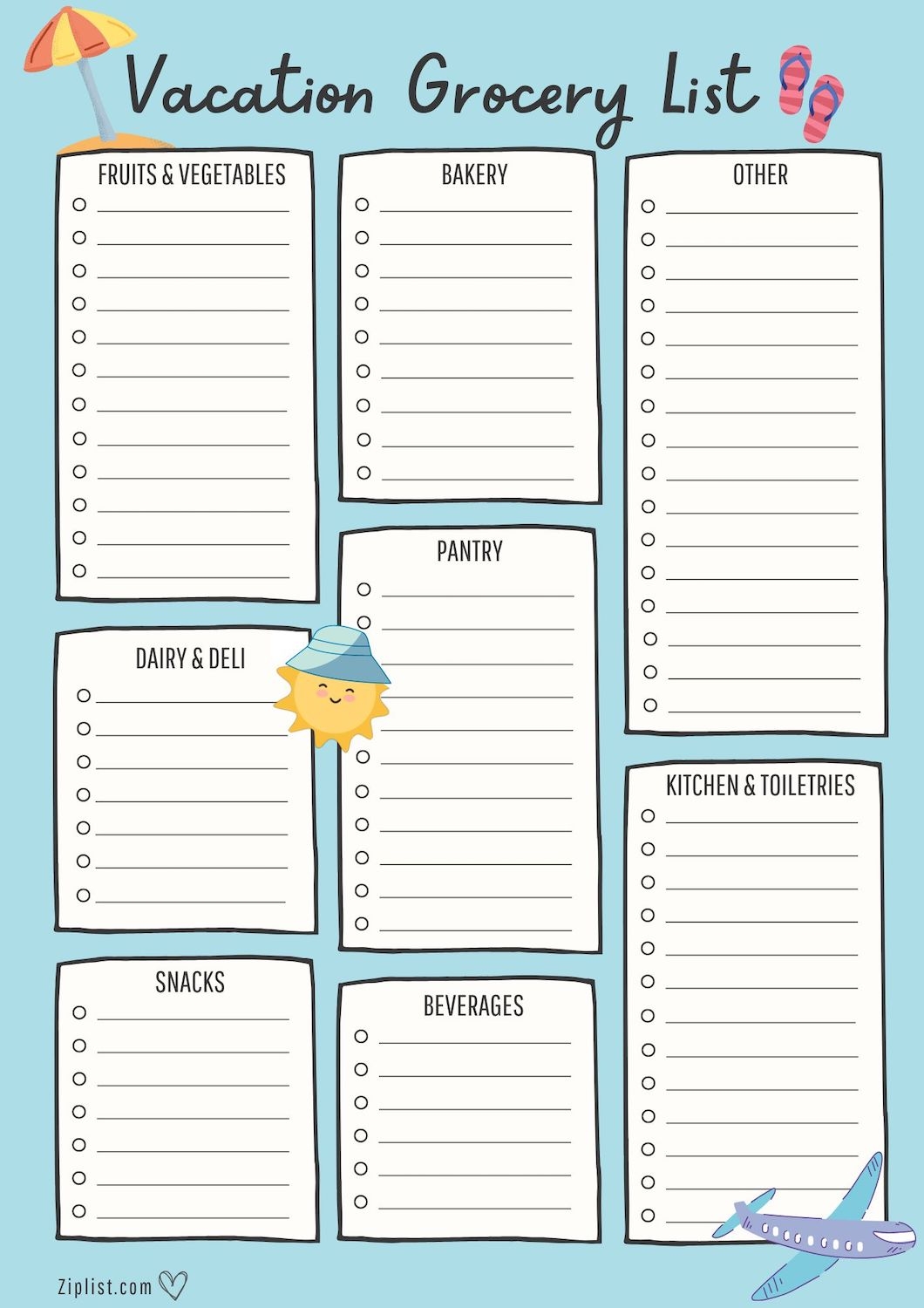 grocery shopping list printable