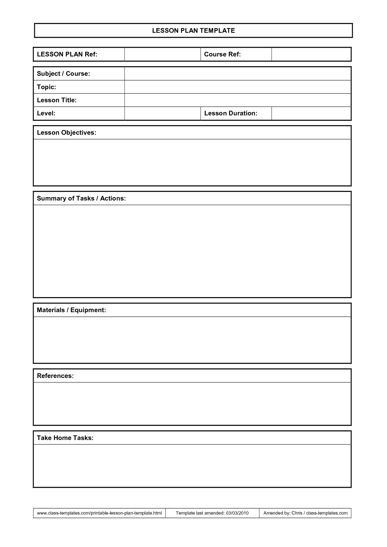 Free Teaching Plan Templates Formats For Students 