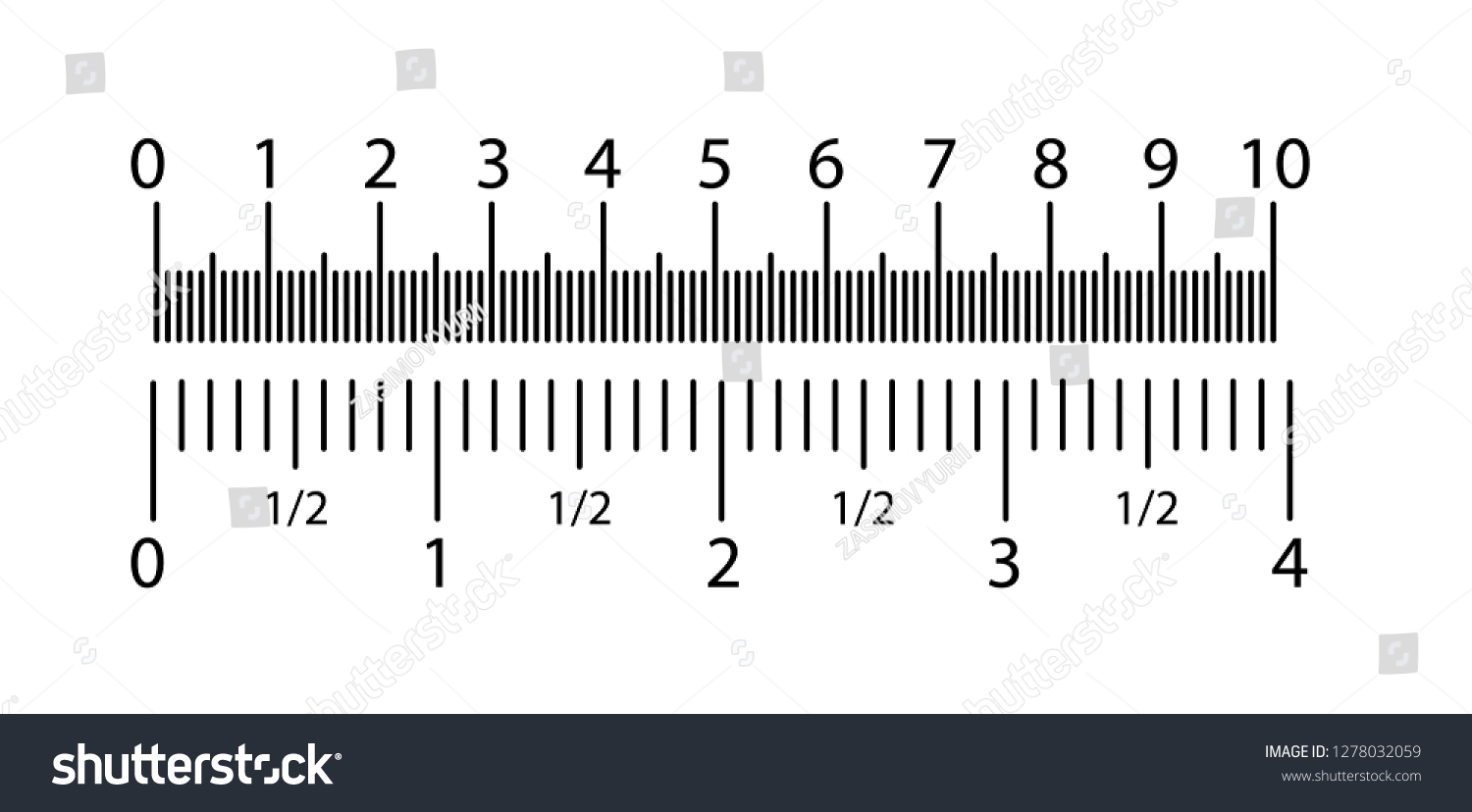 Inch Metric Rulers Set Centimeters Inches Stock Vector Royalty Free 1278032059 Shutterstock