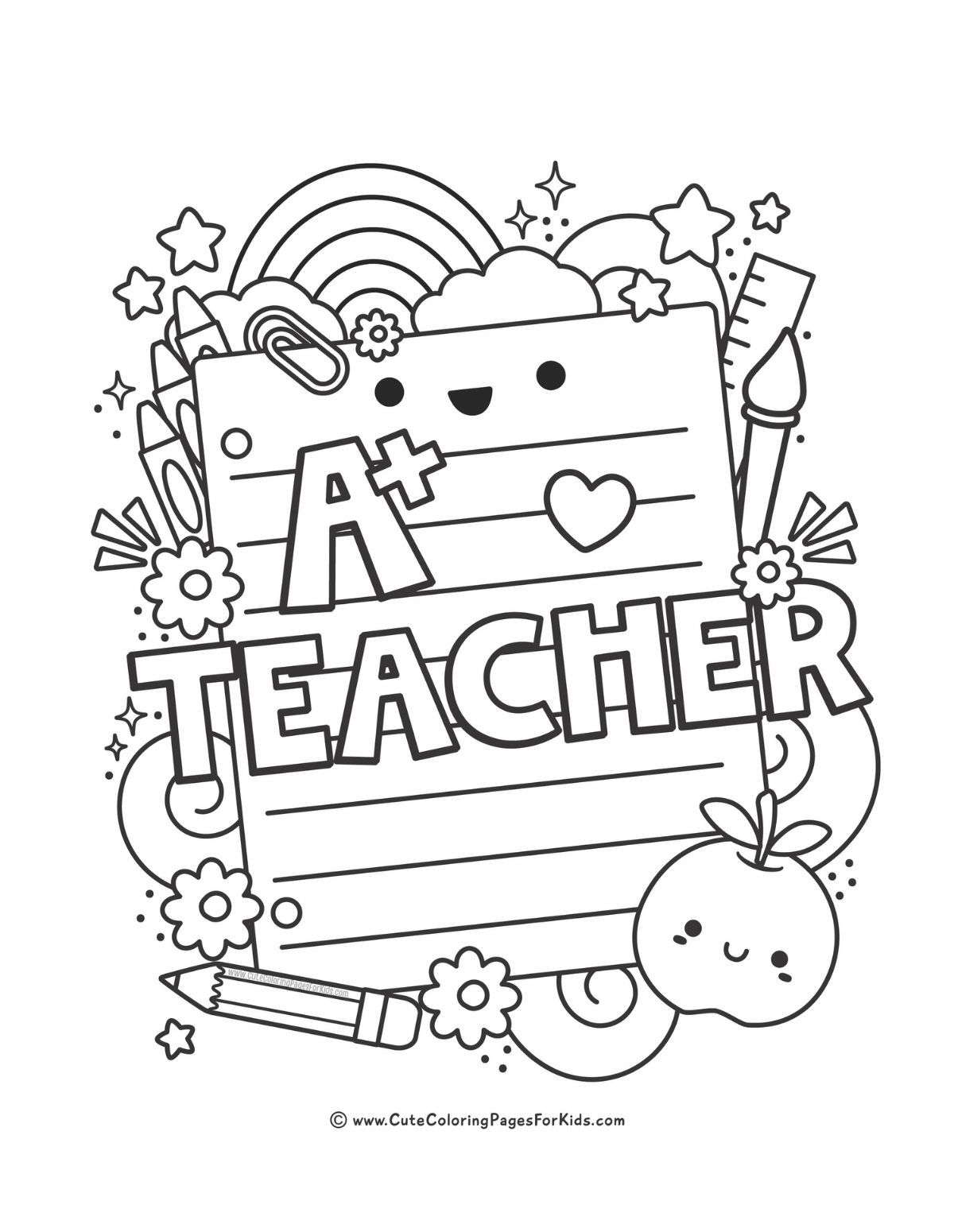 Teacher Appreciation Coloring Pages FREE Printable PDF Downloads Cute Coloring Pages For Kids