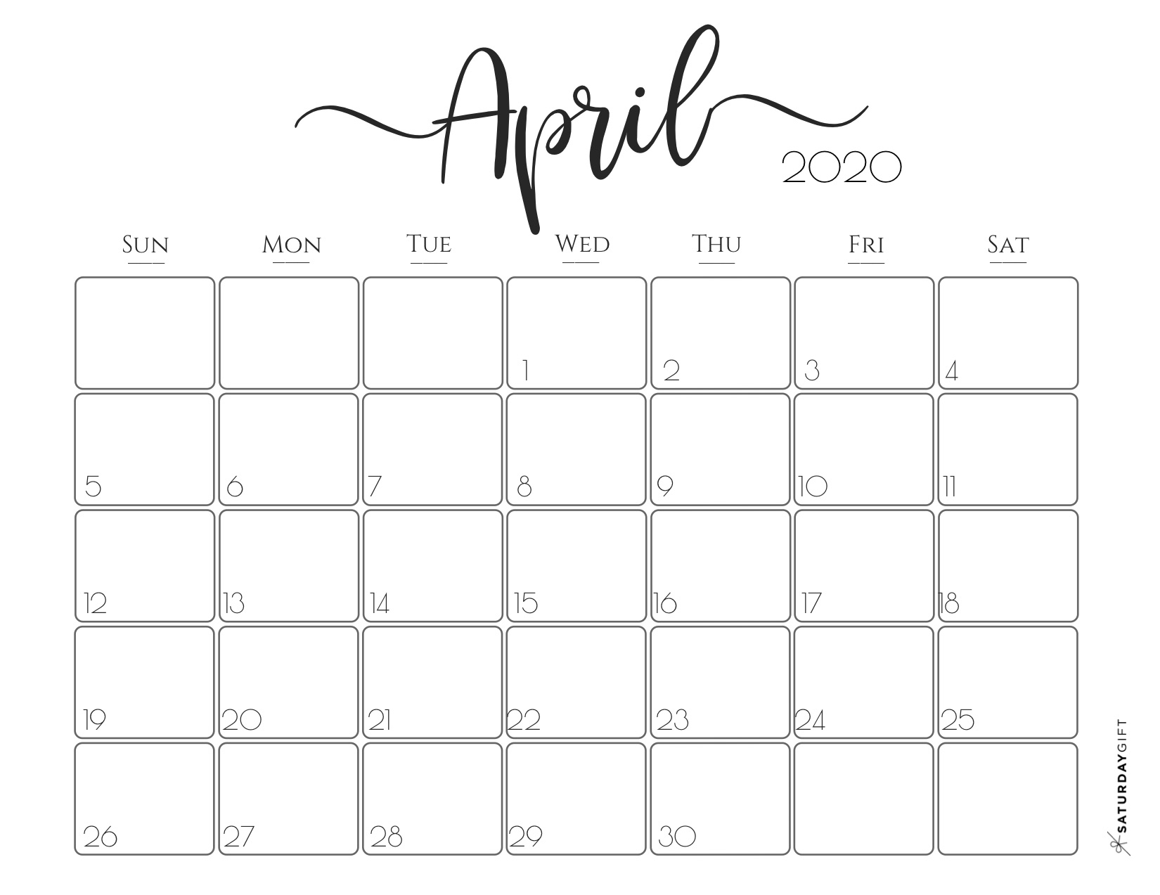 April Printable Calendar