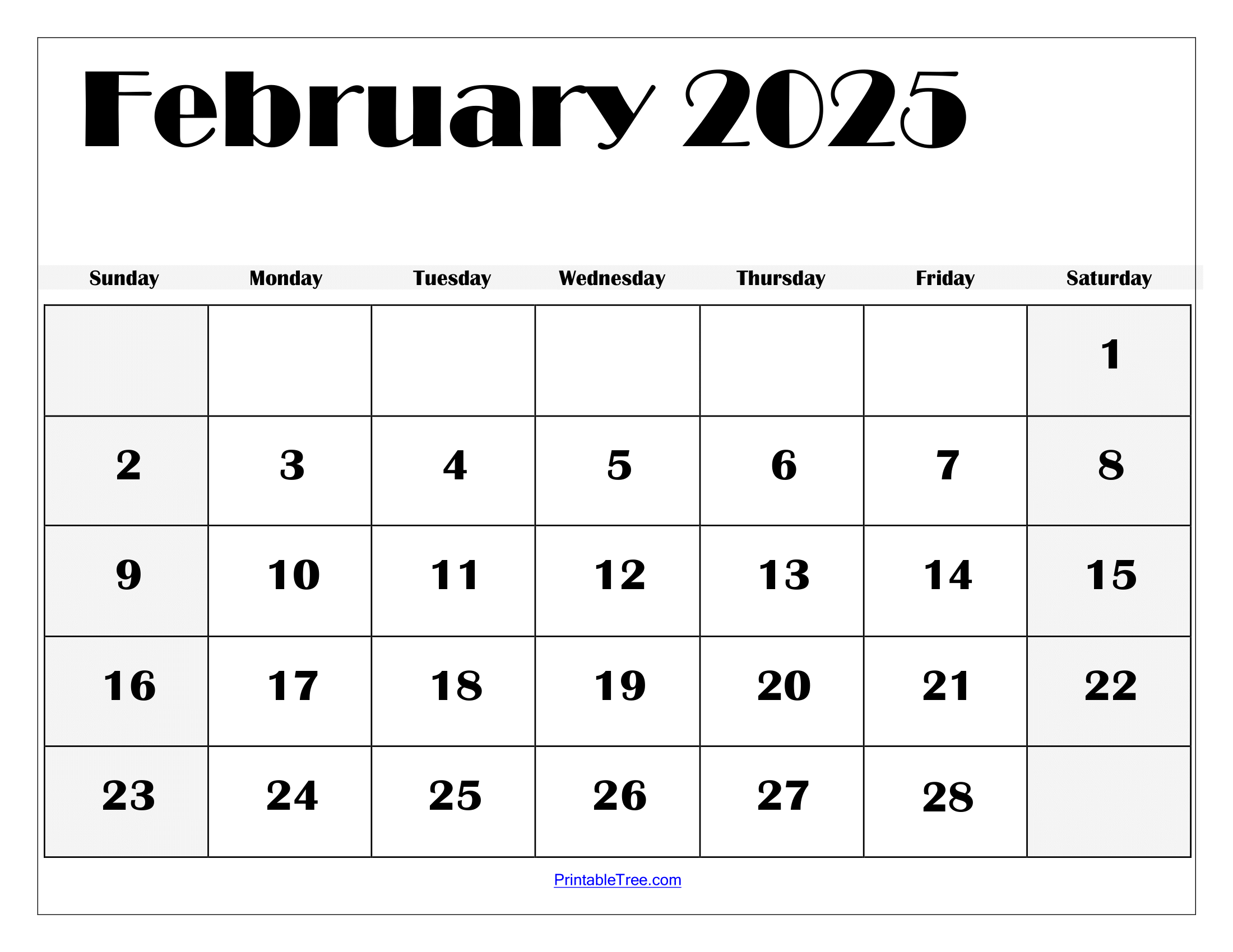 February 2025 Calendar Printable PDF Template With Holidays