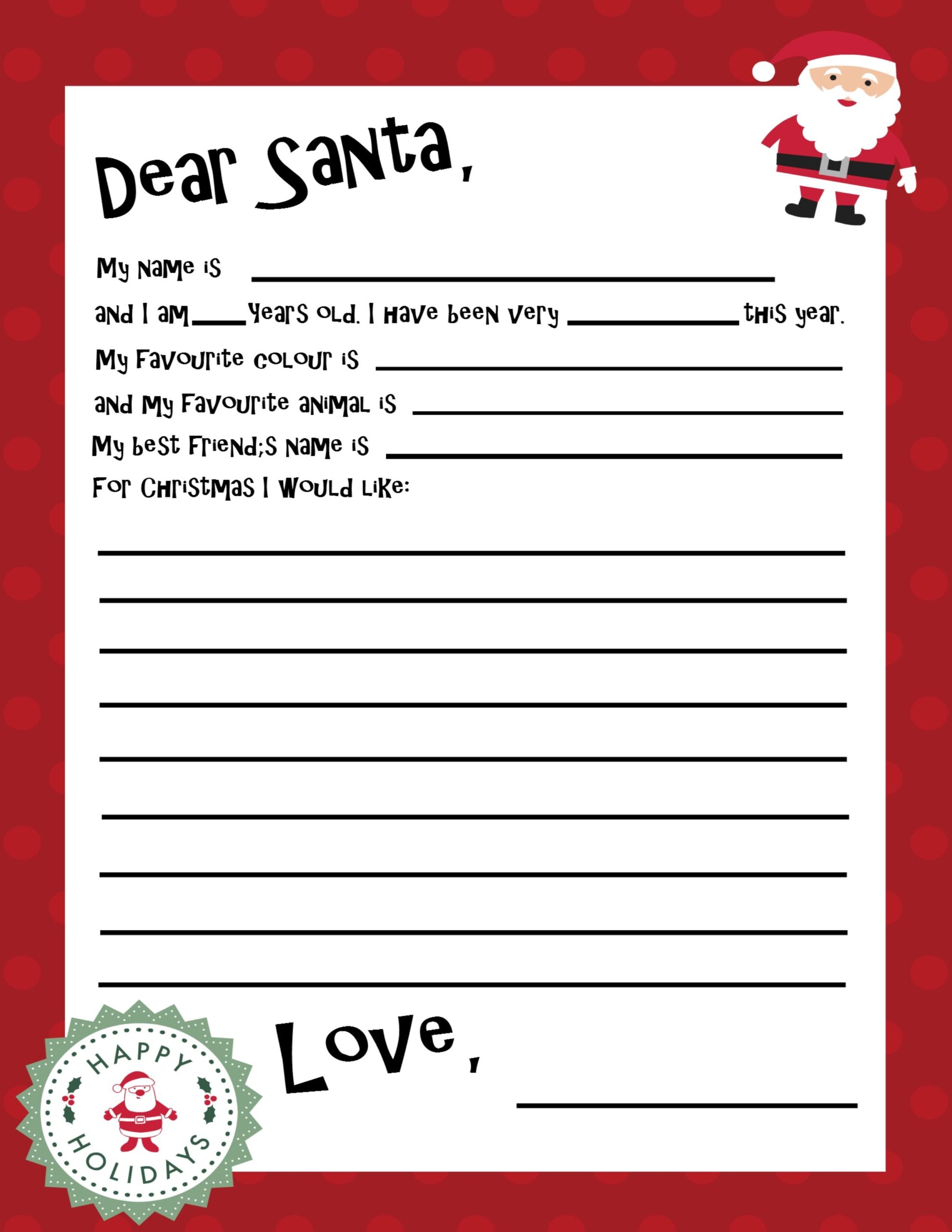 letter to santa printable