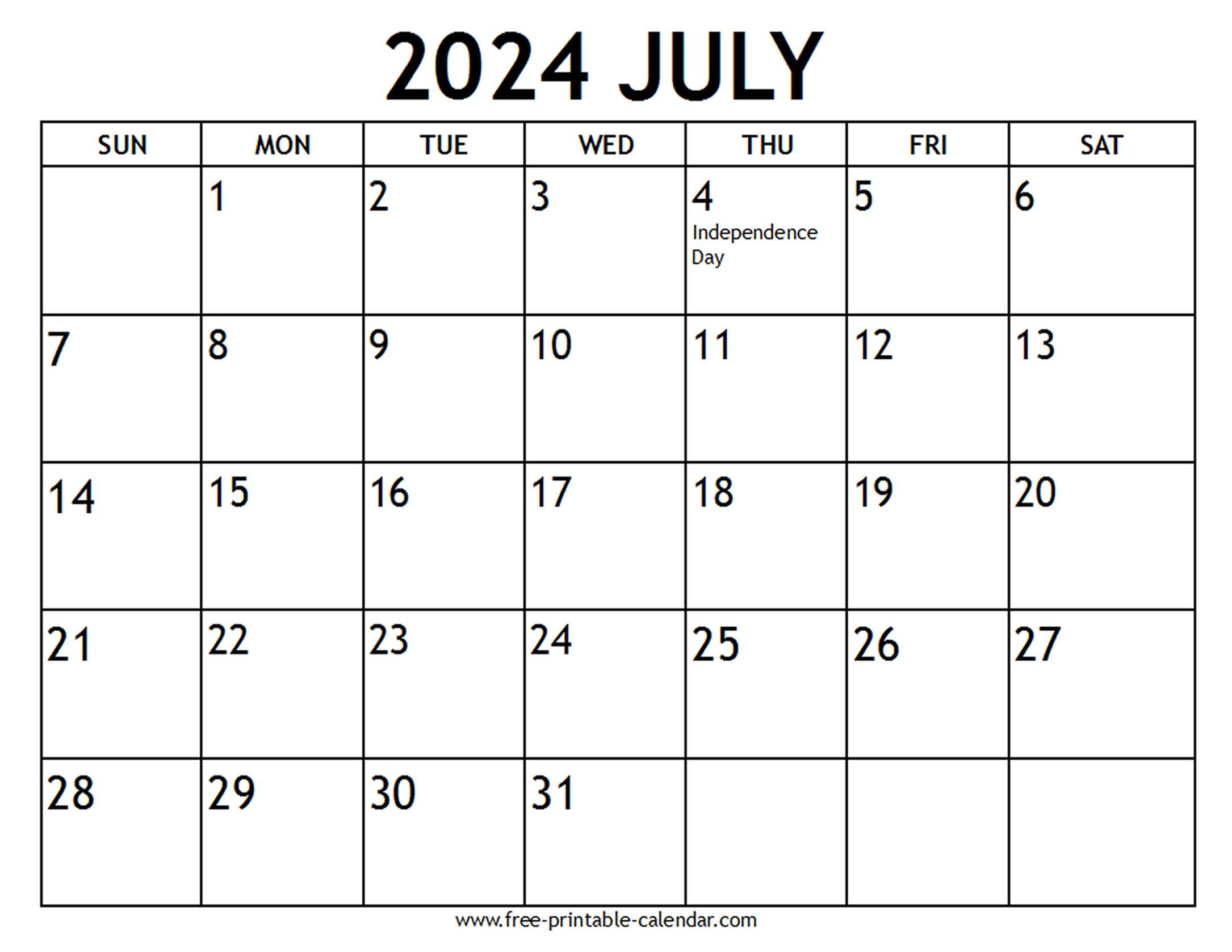 July 2024 Calendar US Holidays Free printable calendar