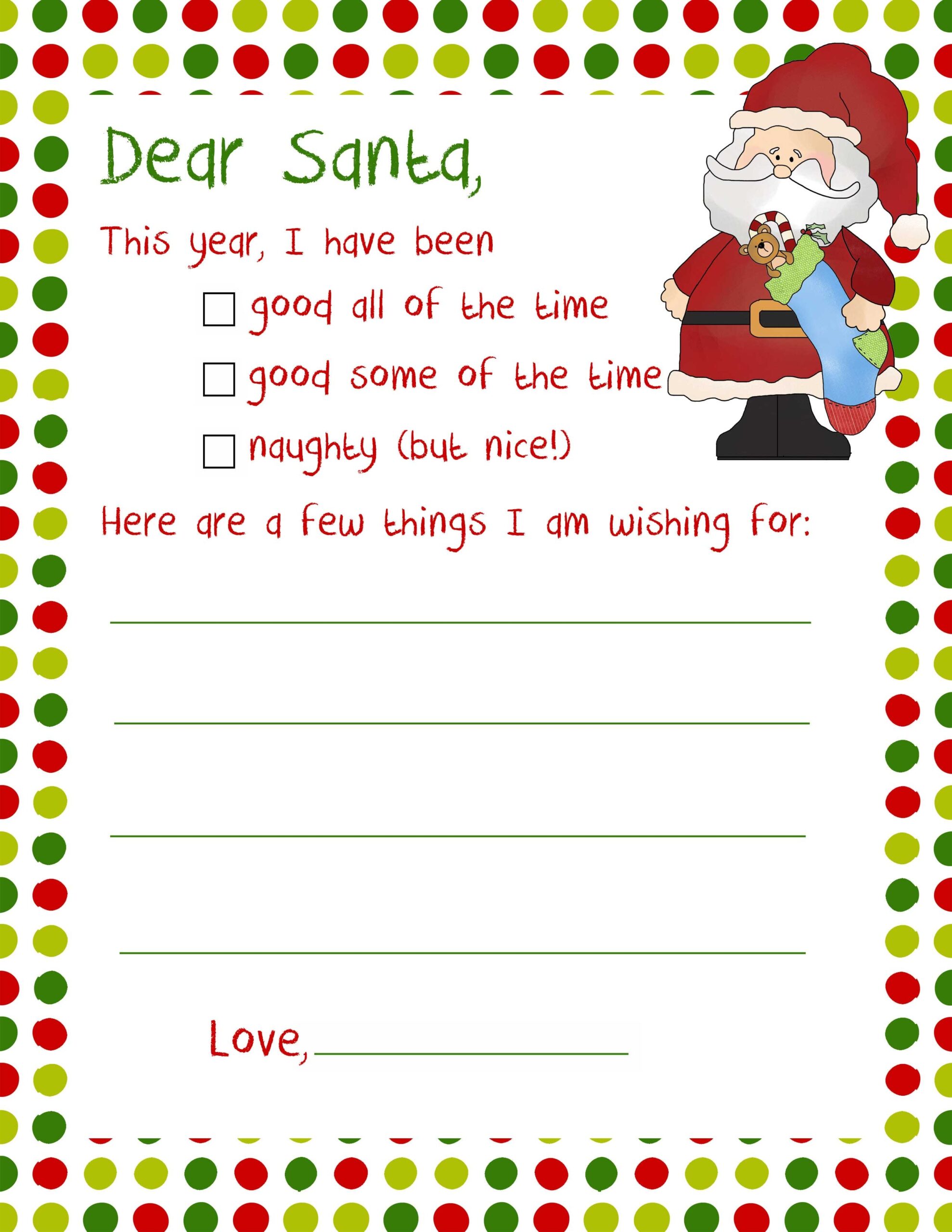 Letter To Santa Dear Santa Letter For Kids
