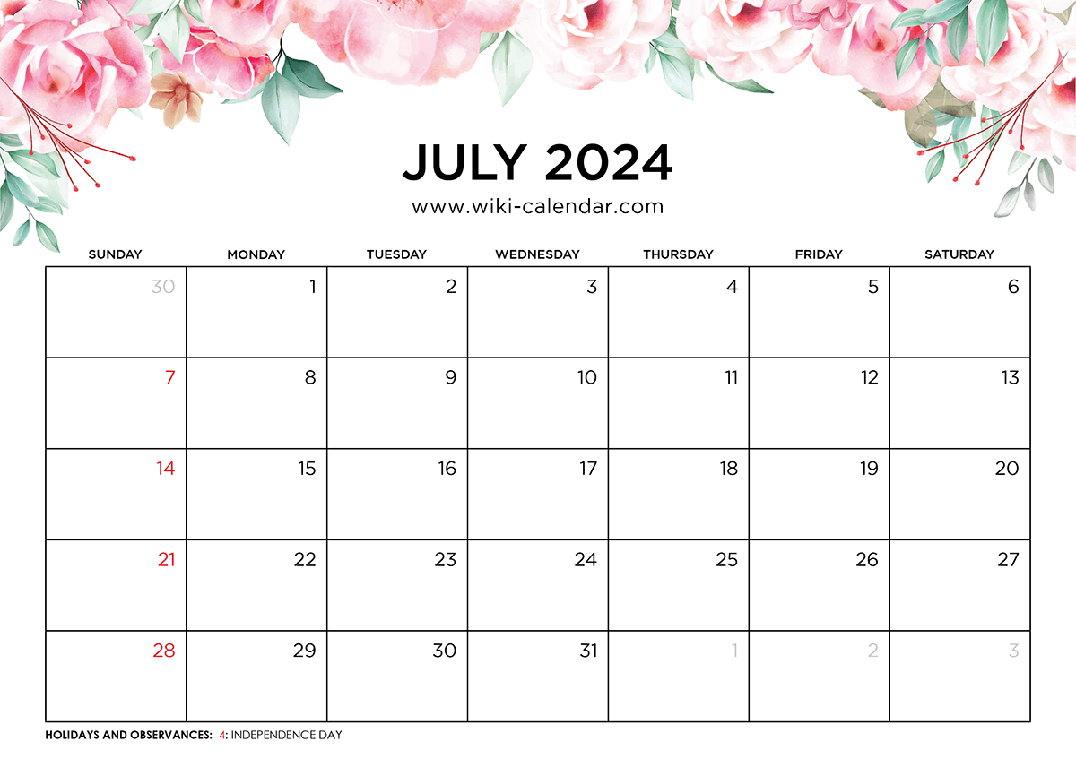 printable calendar july 2024