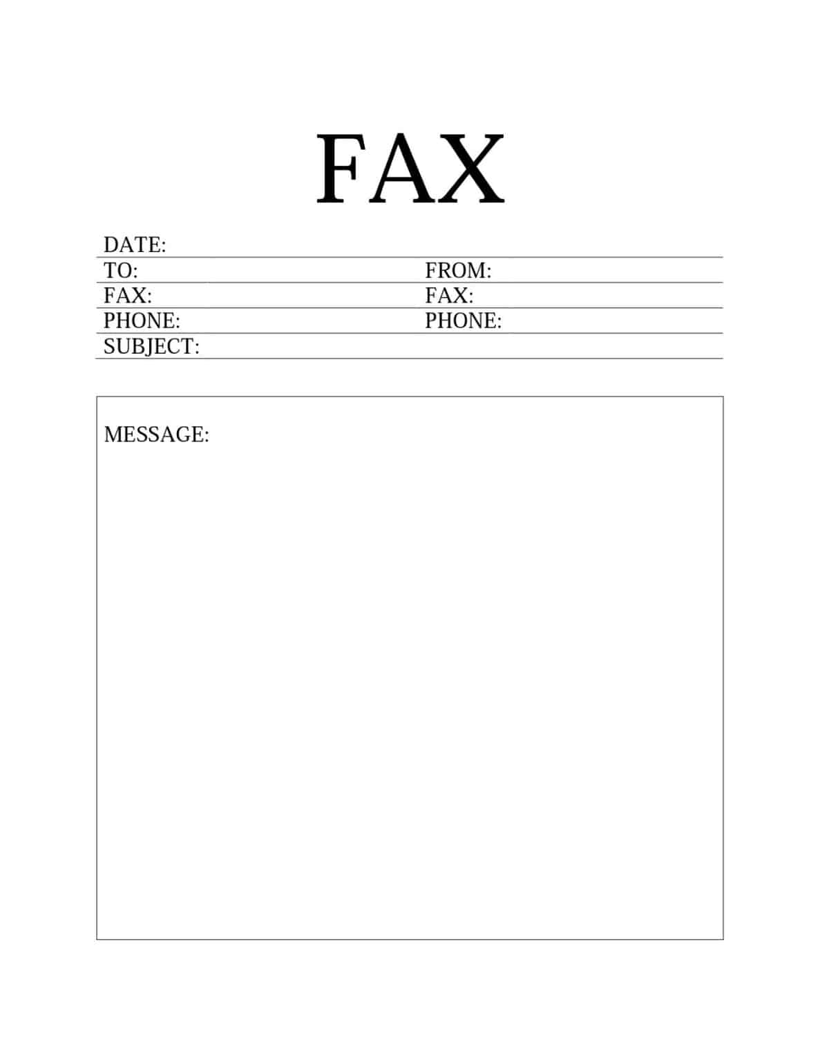 Printable Downloadable Fax Cover Sheet