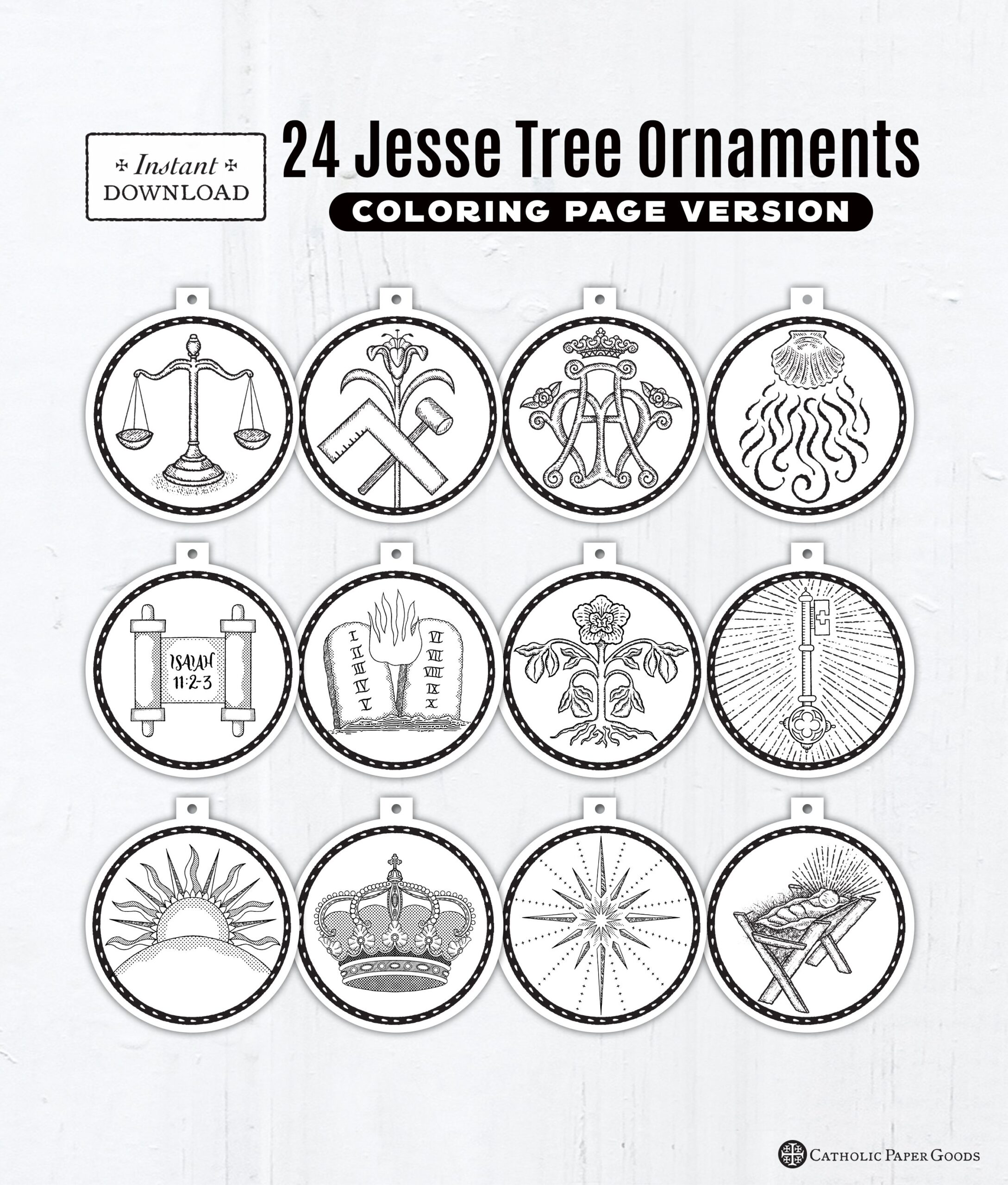 jesse tree printable color ornaments