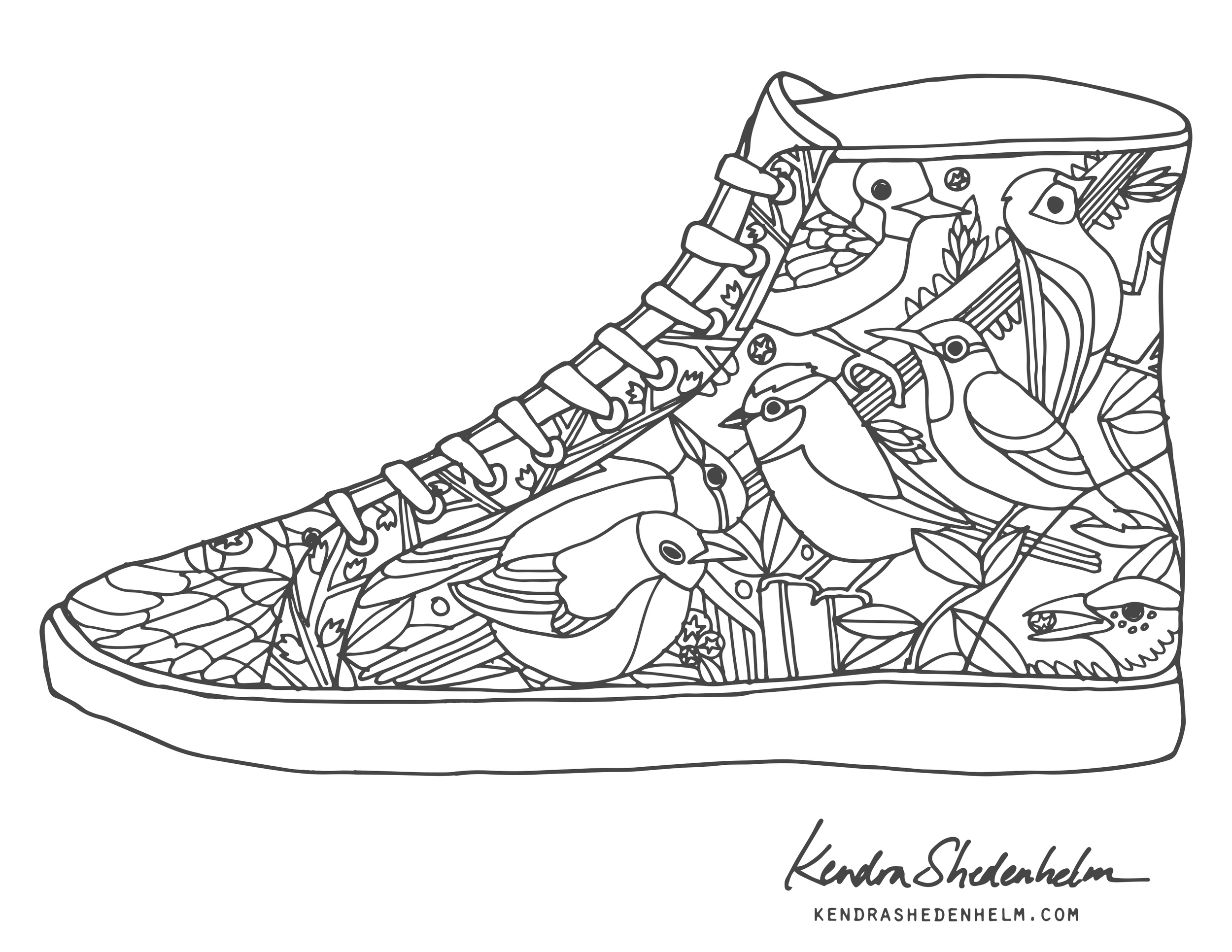 Birds Doodles Shoes And FREE Coloring Pages Kendra Shedenhelm