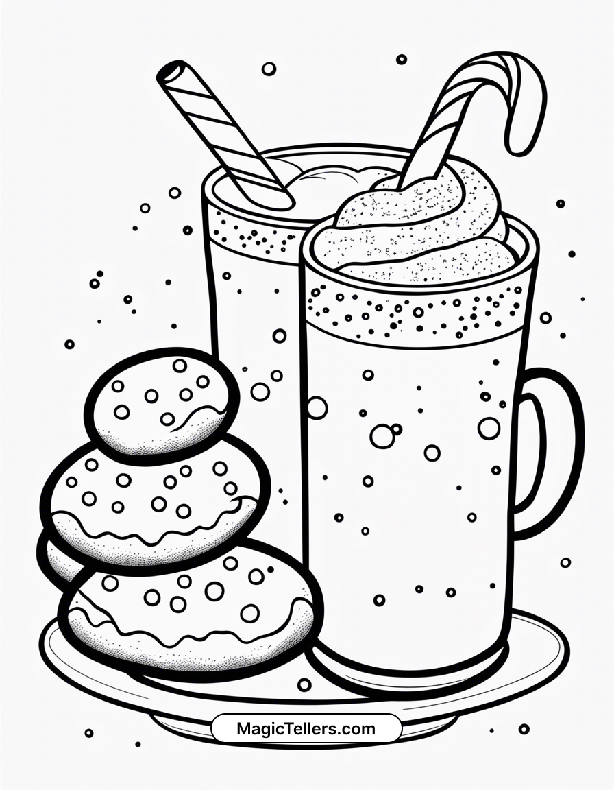 Christmas Cookies And Milk For Santa Coloring Page