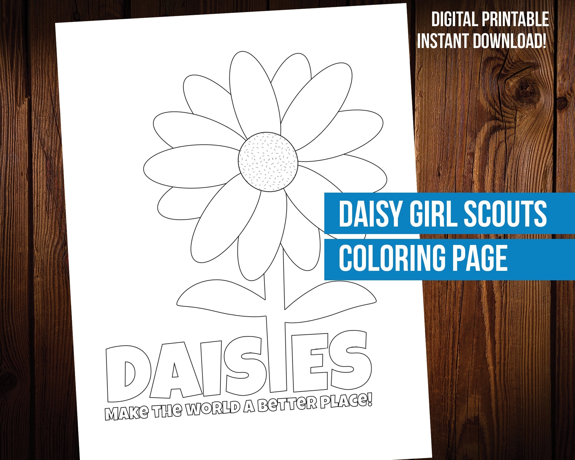 Daisy Girl Scout Coloring Page Printable Etsy Daisy Girl Scout Coloring Page Printable Etsy