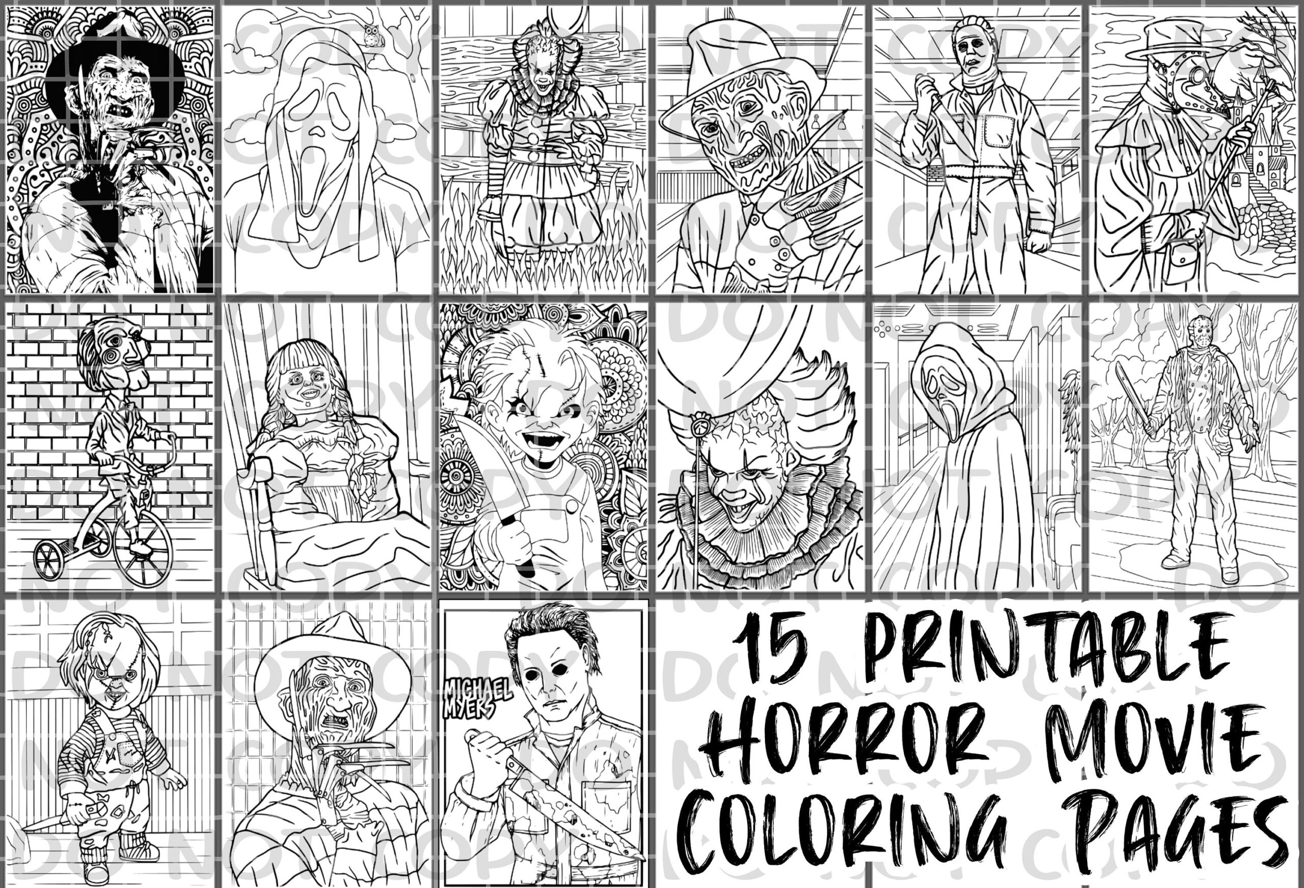 15 Printable Horror Movie Coloring Pages Etsy