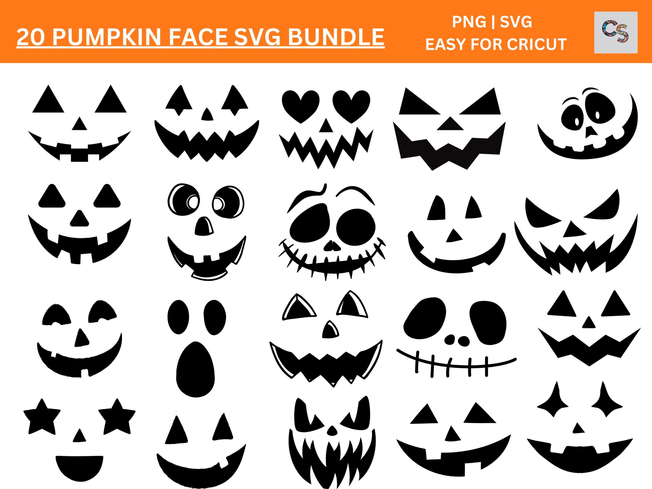 20 Halloween Pumpkin Face Carving Stencils SVG Bundle Cricut Friendly Instant Download Etsy 20 Halloween Pumpkin Face Carving Stencils SVG Bundle Cricut Friendly Instant Download Etsy