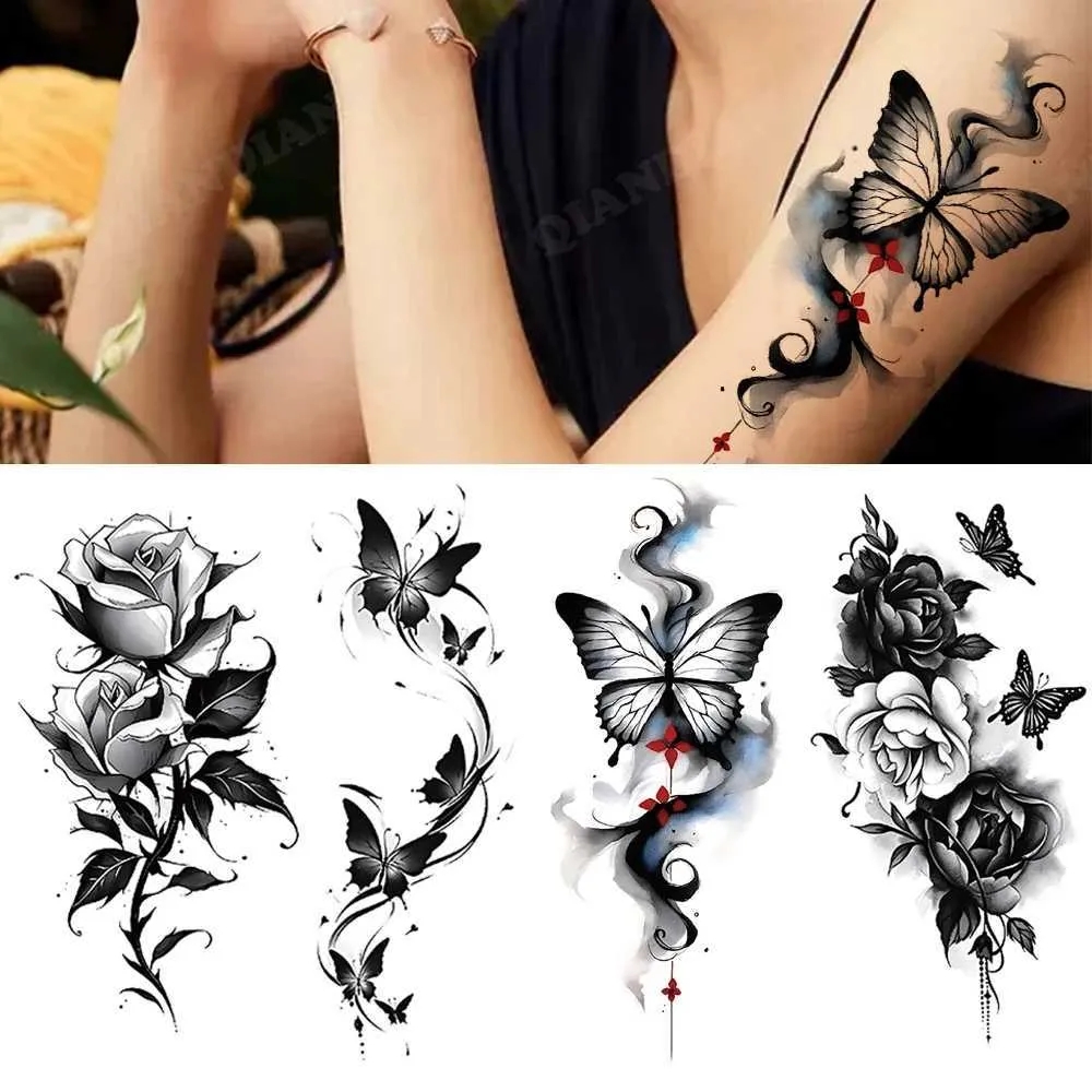 butterfly with roses tattoos butterfly with roses tattoos