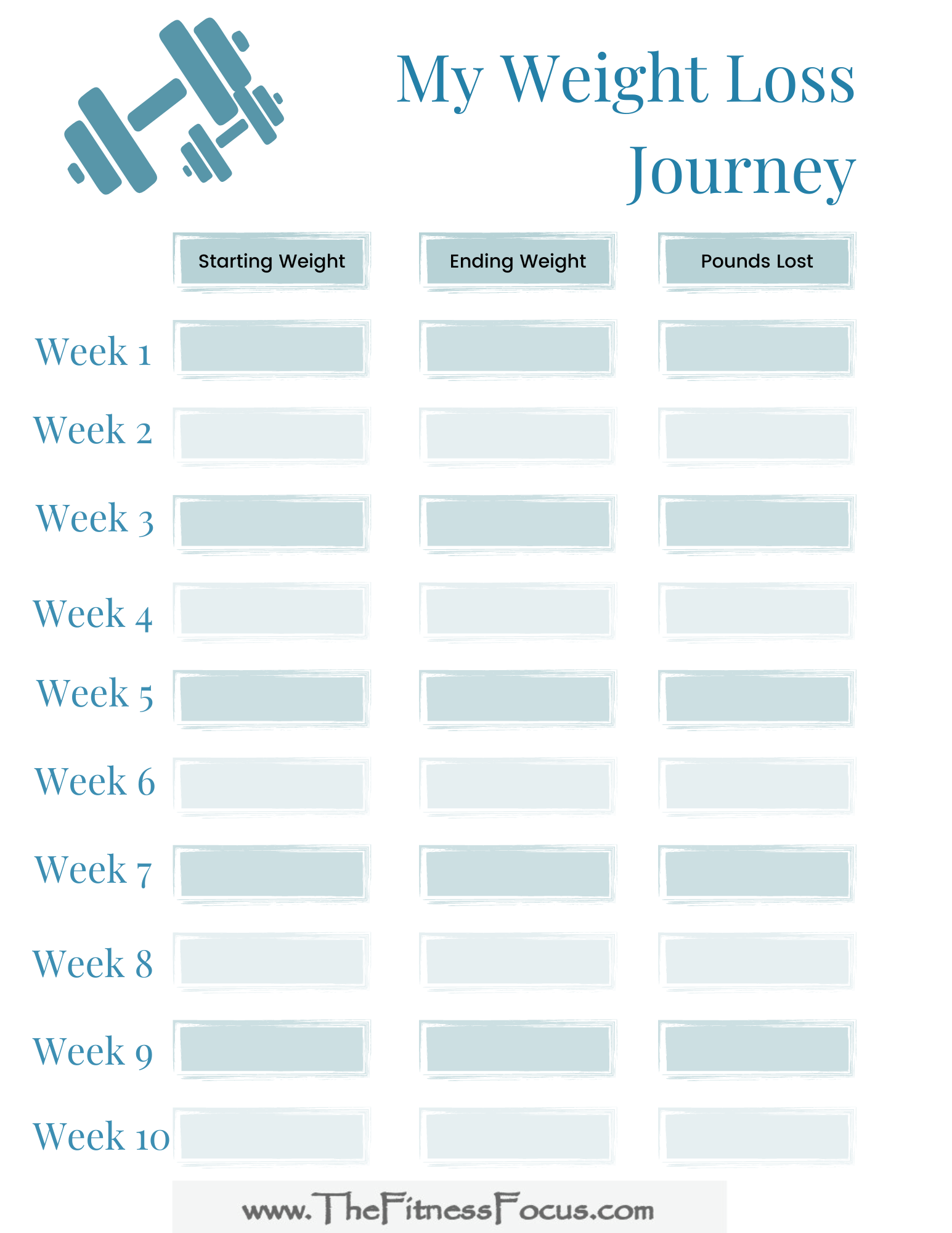 weight loss tracker printable