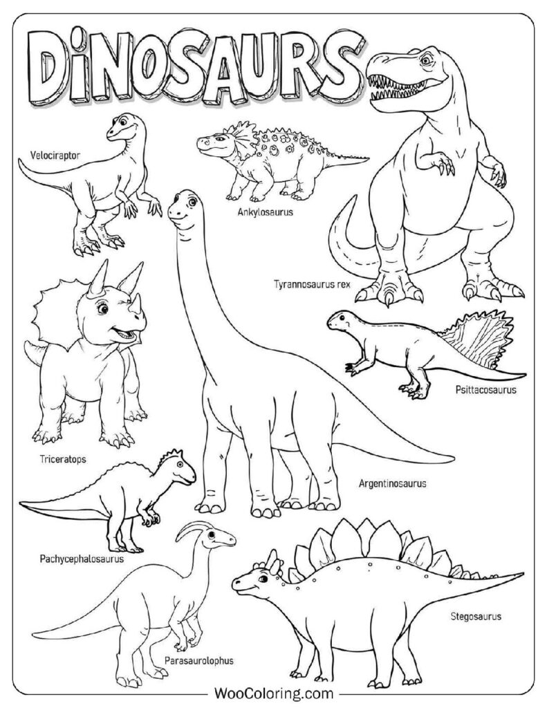 500 Dinosaur Coloring Pages Free PDF To Print Woo Coloring