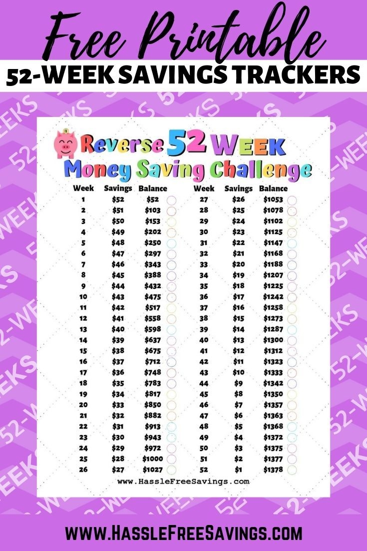 free blank 52 week money challenge