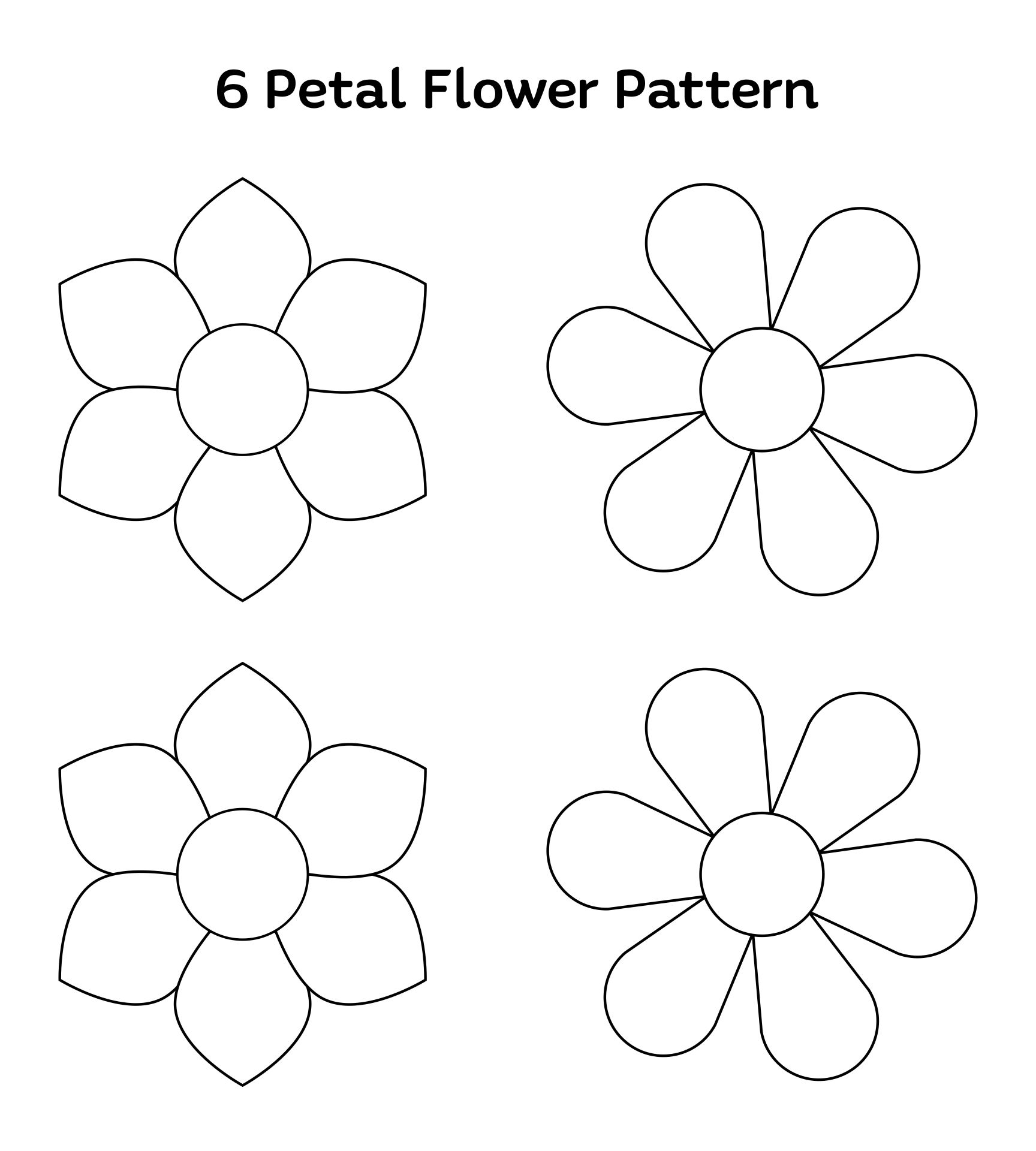 6 Petal Flower Template 6 Petal Flower Template