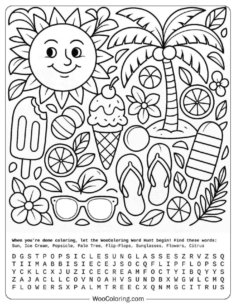 60 Summer Coloring Pages Free PDF To Print Woo Coloring