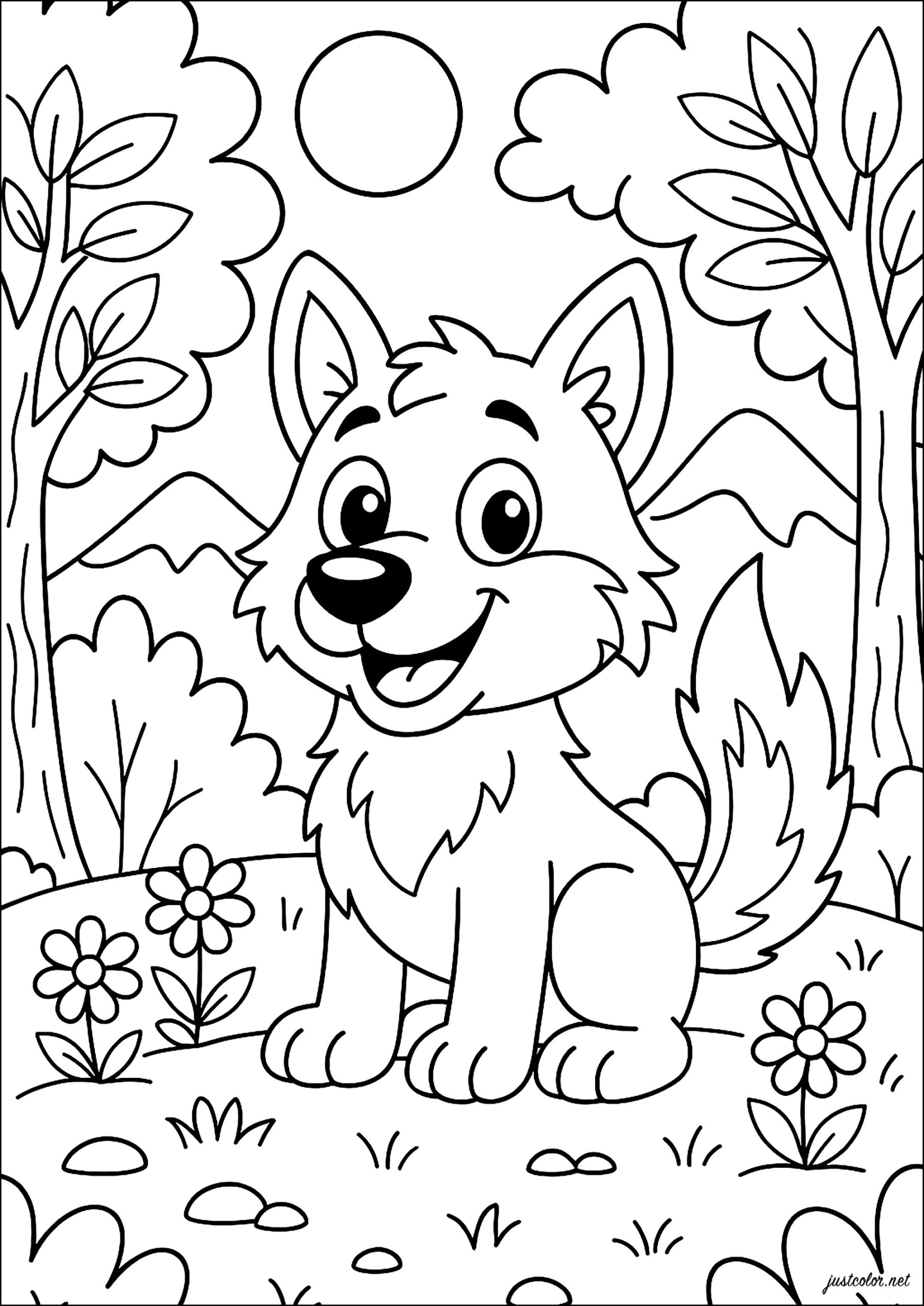 coloring pages of a wolf