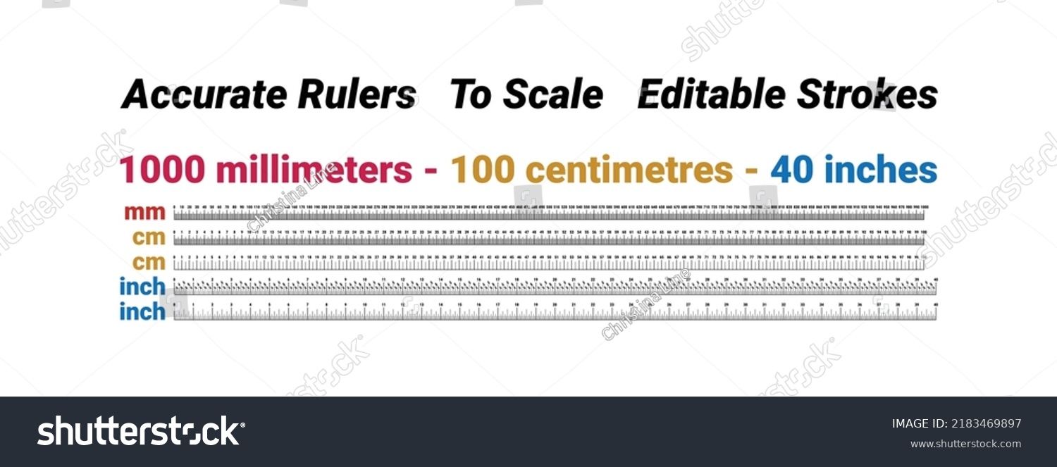 Actual Size Rulers 1000 Millimeters 100 Stock Vector Royalty Free 2183469897 Shutterstock
