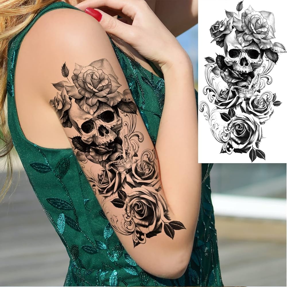 Tattoos With Skulls And Flowers