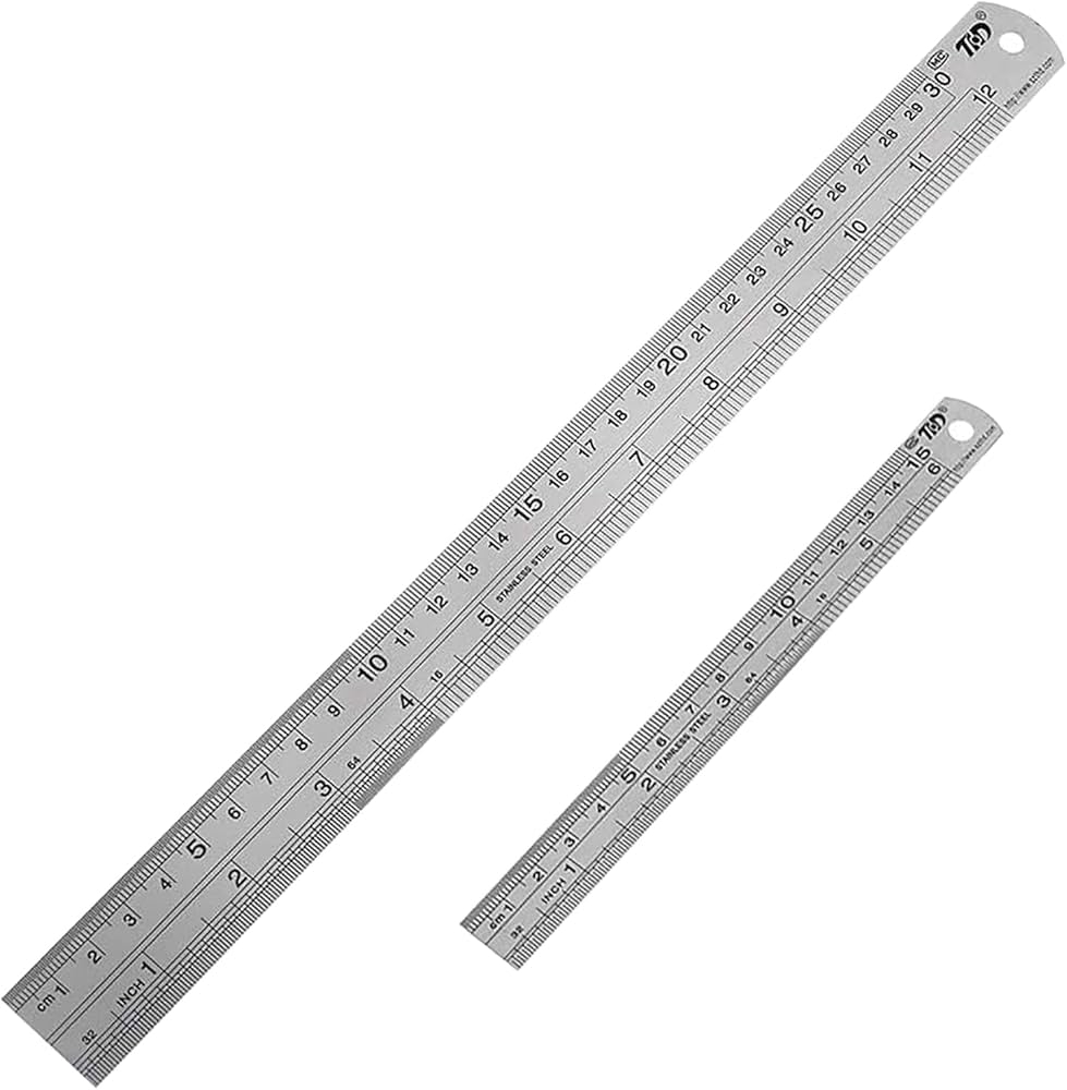 Amazon YYJ HOME Ruler 12 Inch 30 Cm And Ruler 6 Inch 15 Cm Both Side Have Centimeters And Inch Ruler Stainless Steel Ruler 12 Inch And Metal 6 Inch Ruler Drawing Ruler Measuring Ruler Silver