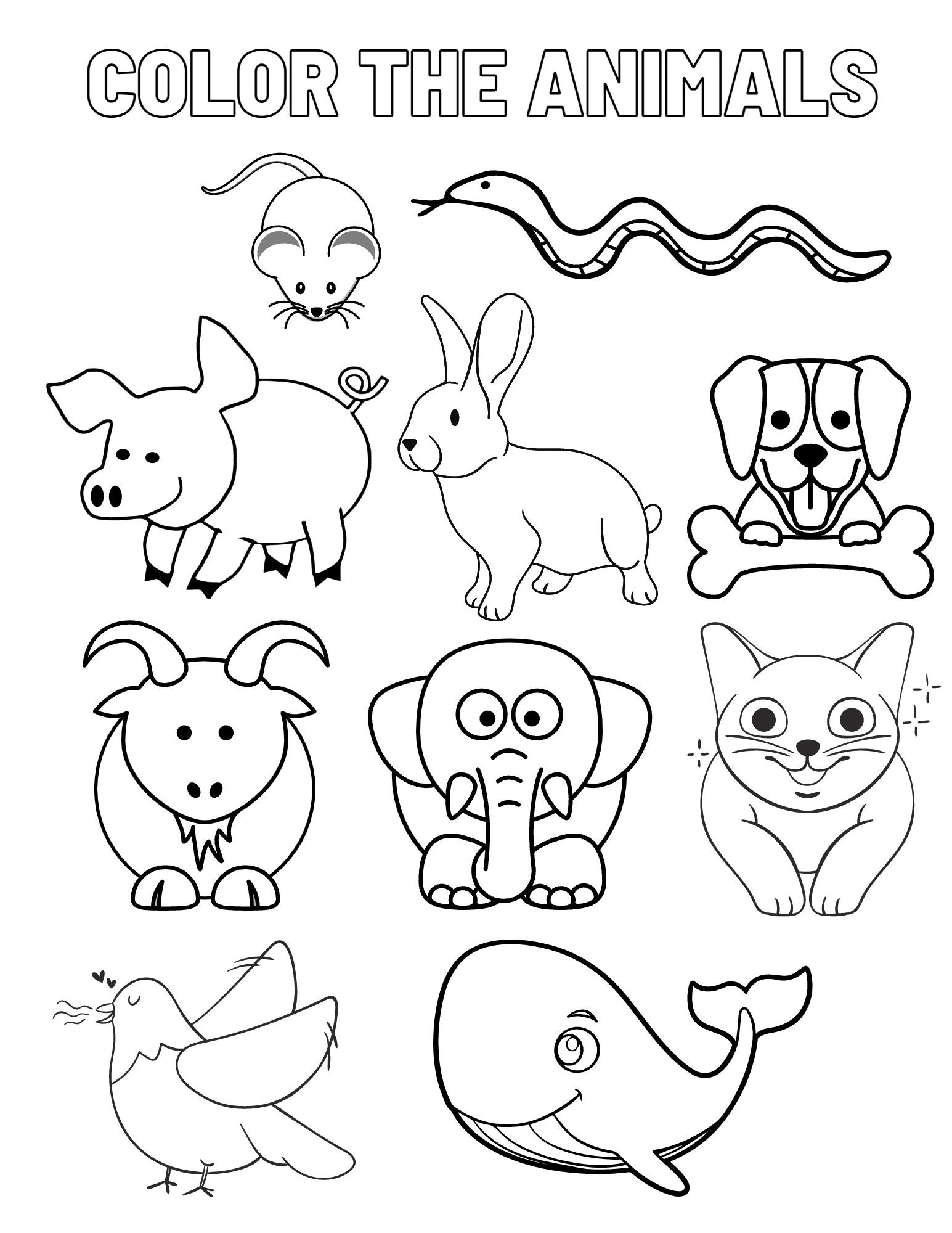 Animals Coloring Sheet Etsy Animals Coloring Sheet Etsy
