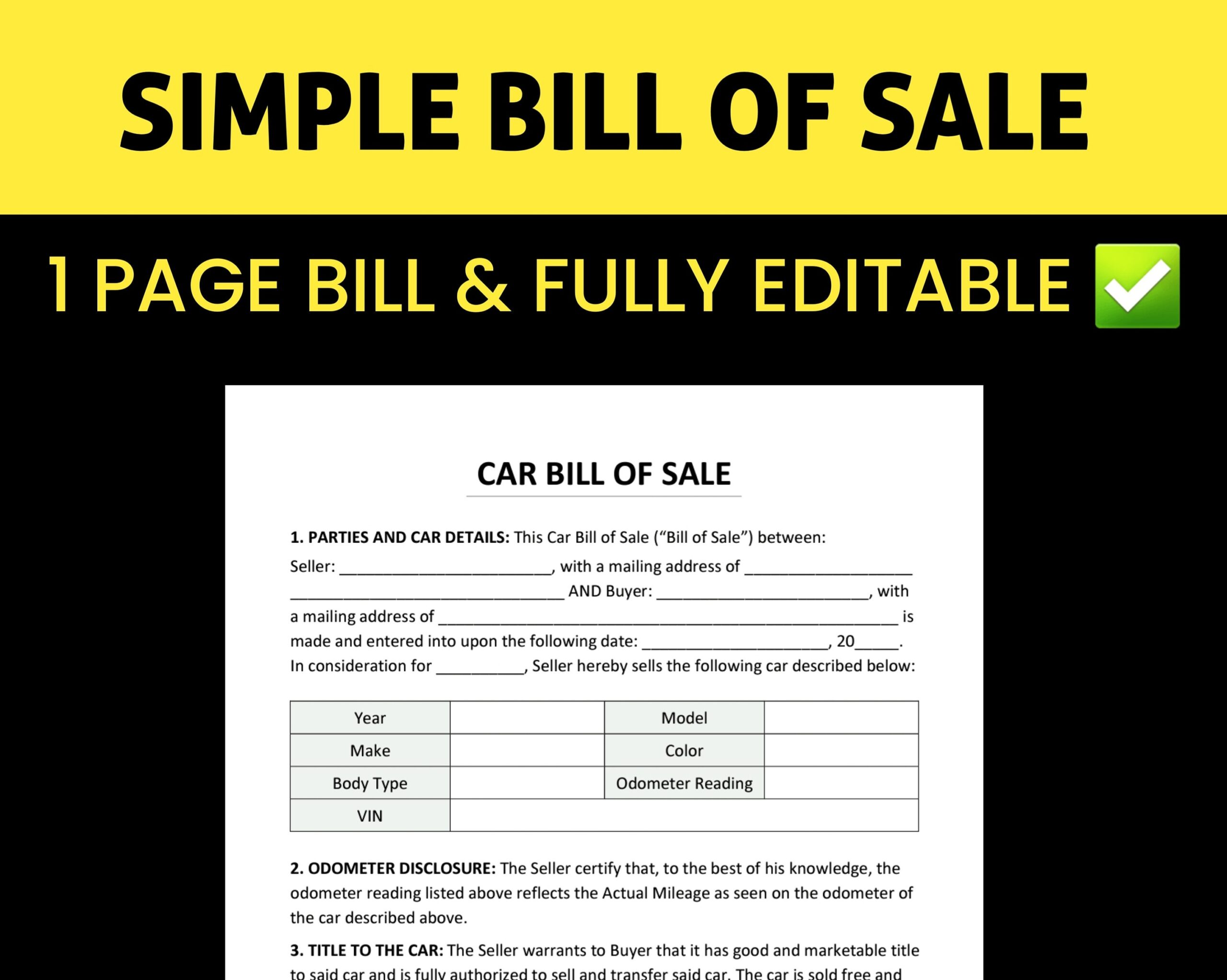 auto bill of sale template