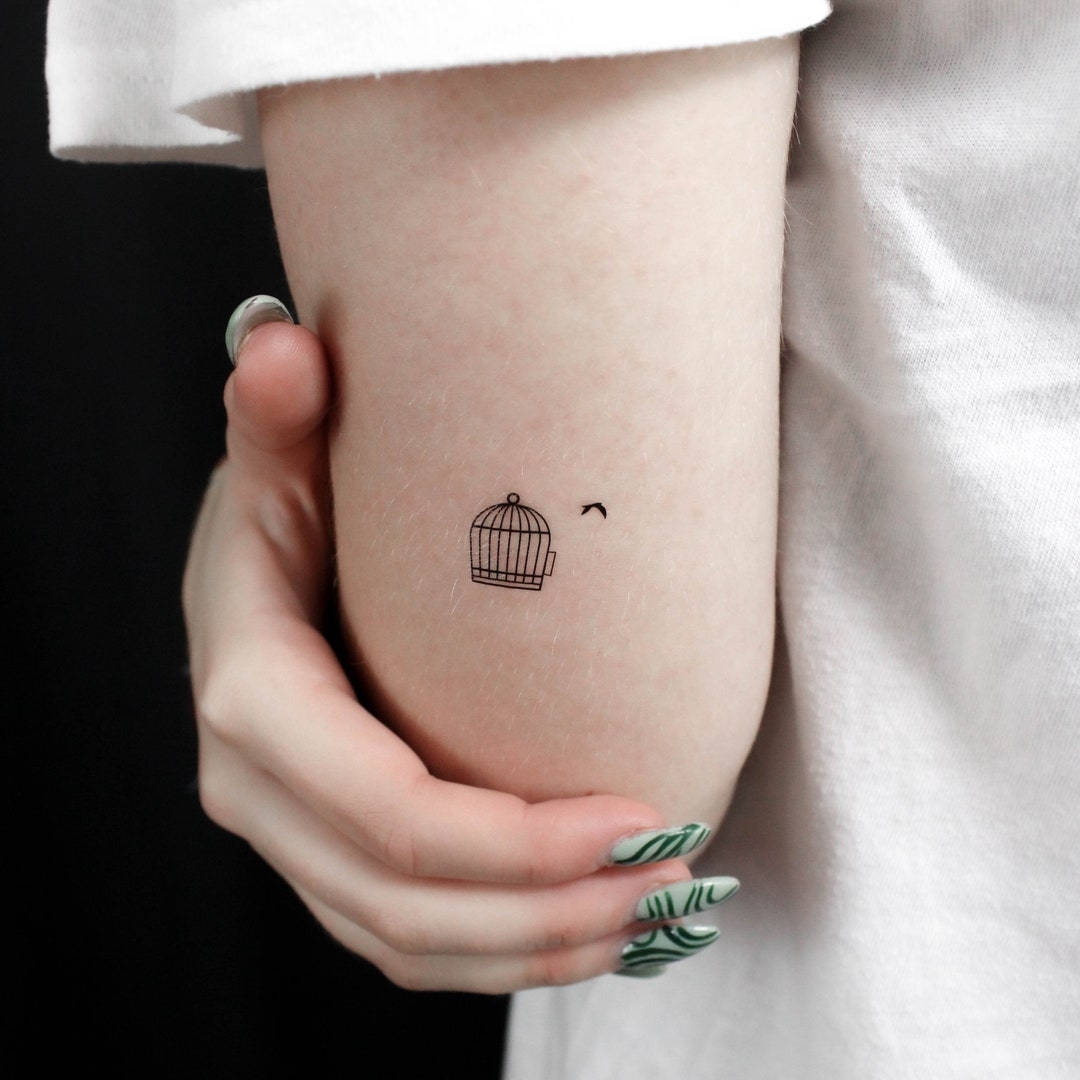 Bird Cage Temporary Tattoo set Of 3 Etsy Bird Cage Temporary Tattoo set Of 3 Etsy