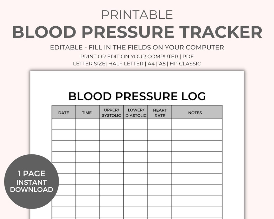 Blood Pressure Log Sheet