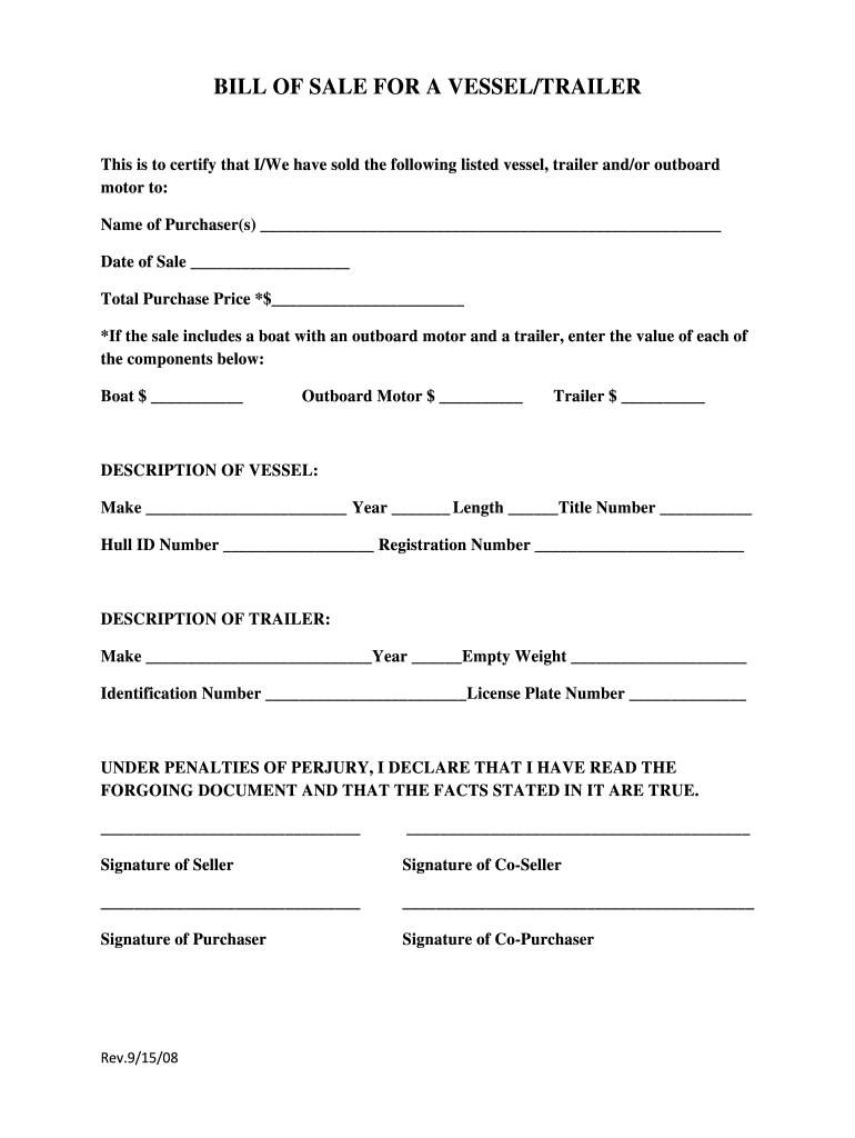 Boat And Trailer Bill Of Sale Fill Out Sign Online DocHub