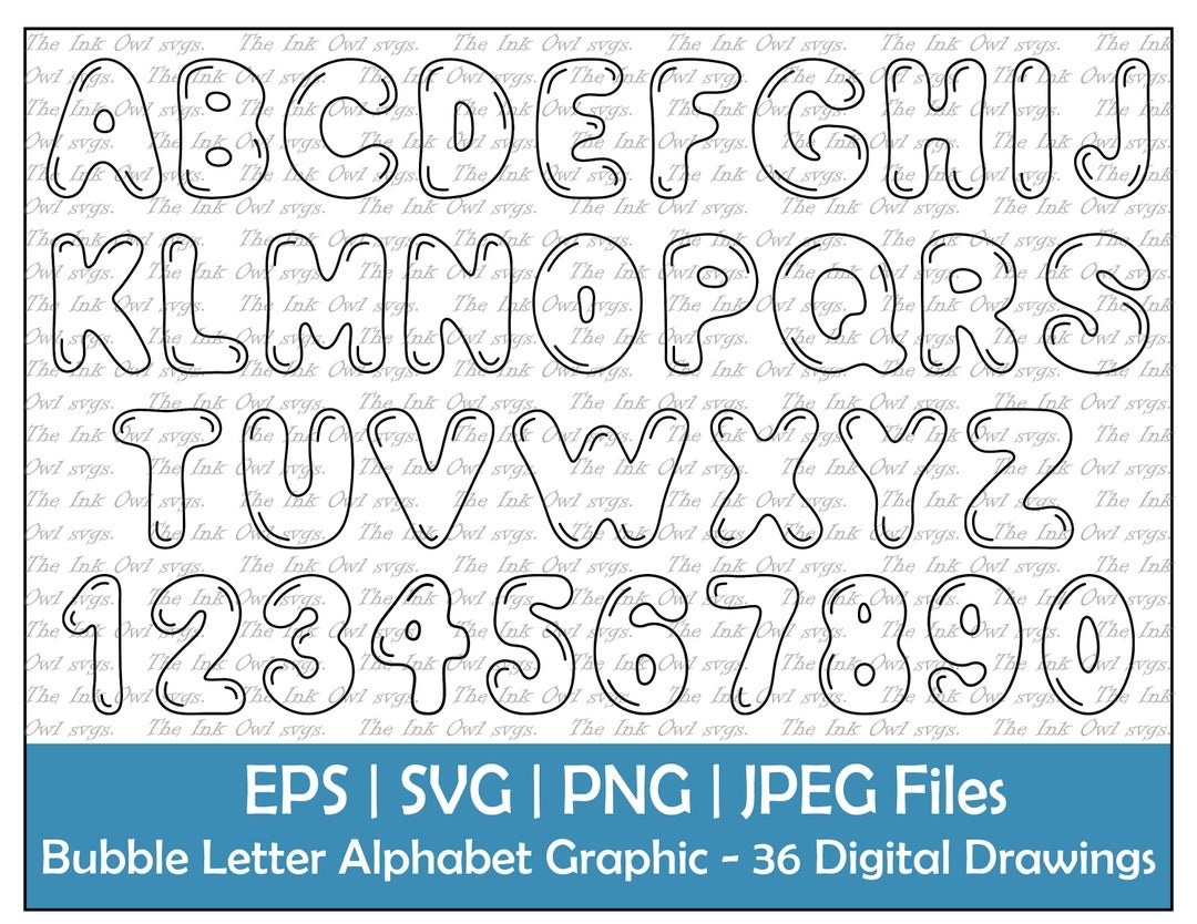 Bubble Letter Alphabet And Numbers Vector Clipart Outline Text Graphics ABC 123 Logos Banners PNG JPG Svg Eps Etsy Bubble Letter Alphabet And Numbers Vector Clipart Outline Text Graphics ABC 123 Logos Banners PNG JPG Svg Eps Etsy