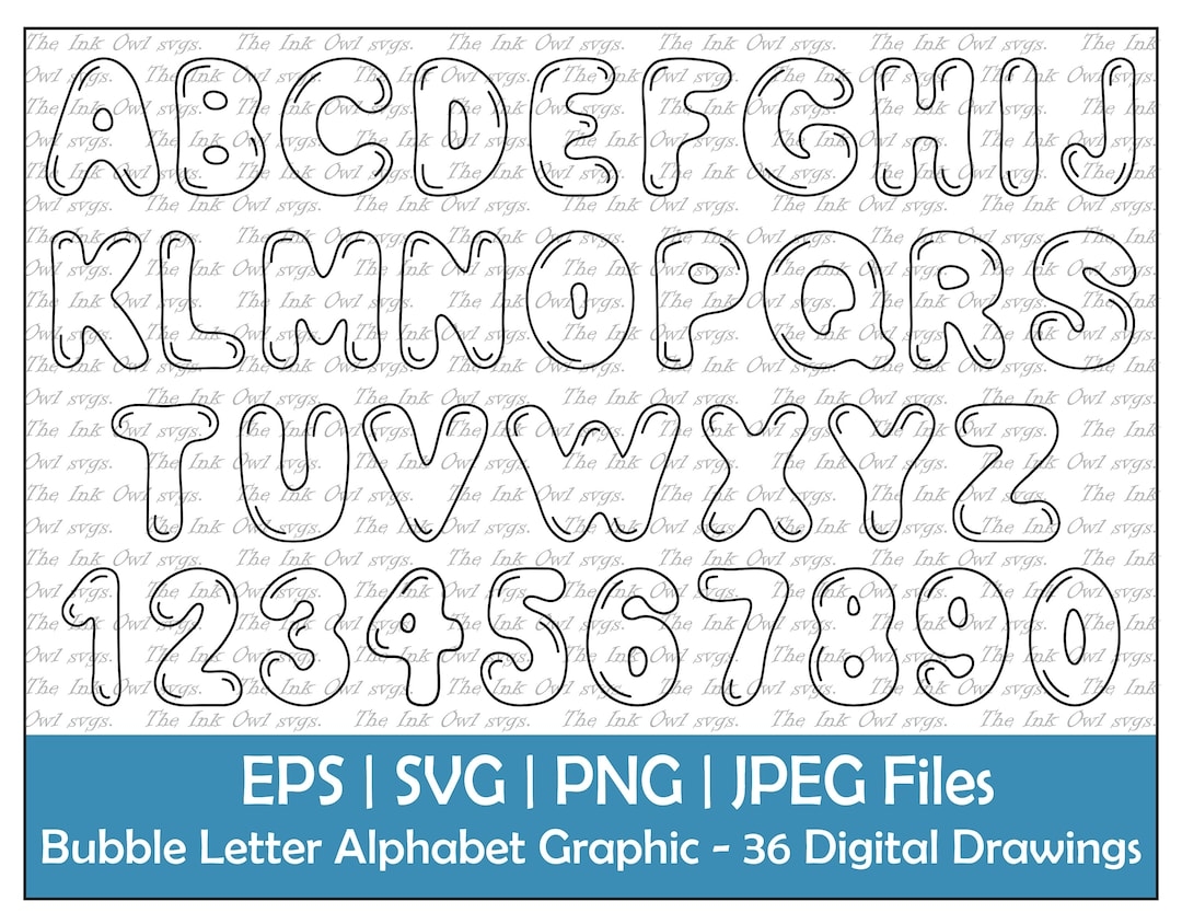 Bubble Letter Alphabet And Numbers Vector Clipart Outline Text Graphics ABC 123 Logos Banners PNG JPG Svg Eps Etsy Bubble Letter Alphabet And Numbers Vector Clipart Outline Text Graphics ABC 123 Logos Banners PNG JPG Svg Eps Etsy