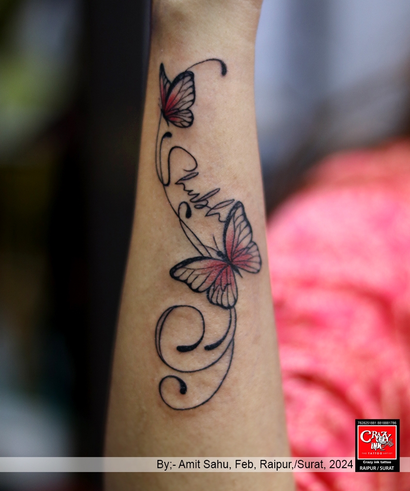 BUTTERFLY TATTOO DESIGN FOR GIRL WRIST Butt CRAZY INK TATTOO AND PIERCING RAIPUR In Raipur