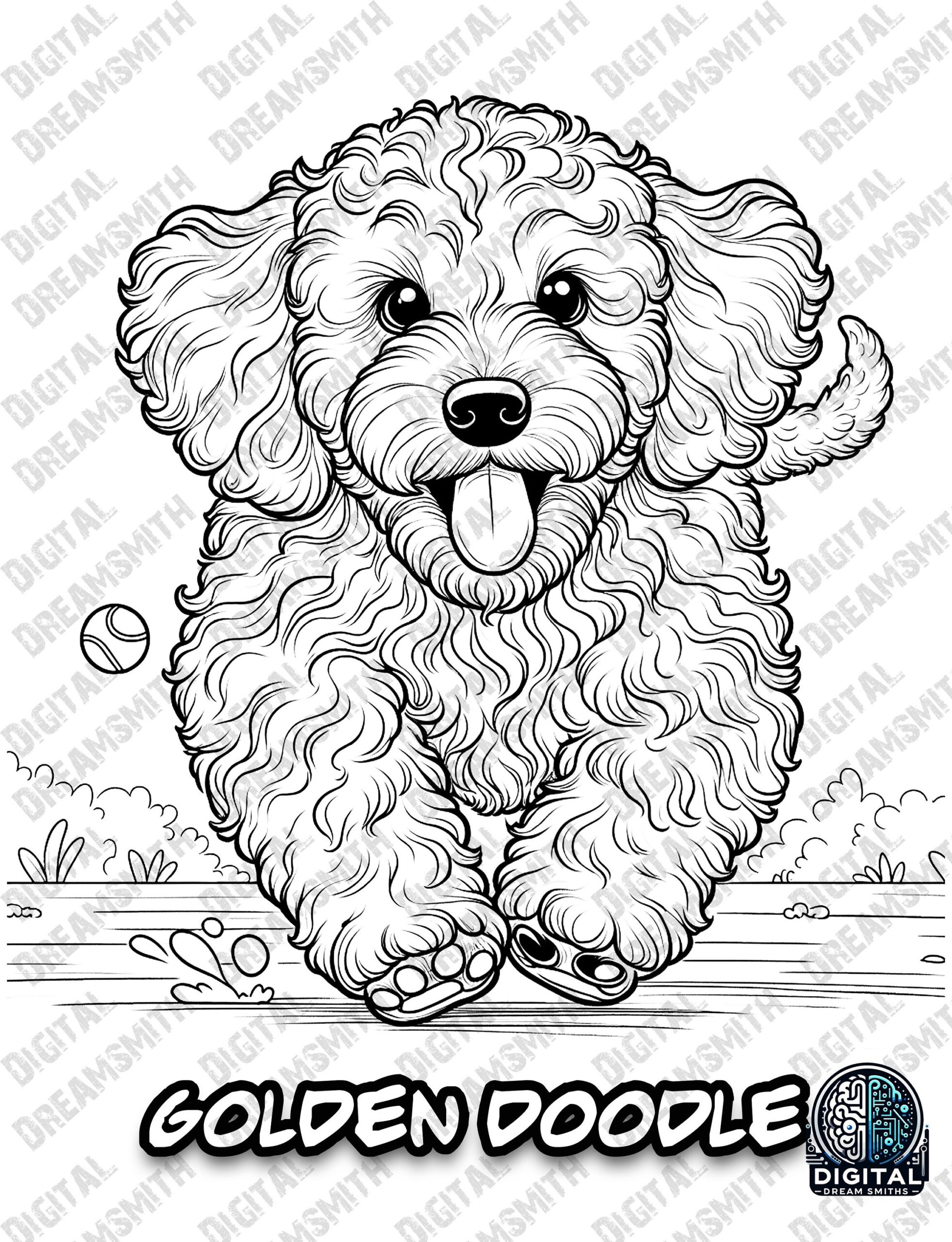 Charming Golden Doodle Puppy Coloring Page Printable PDF For All Ages Instant Download Etsy Charming Golden Doodle Puppy Coloring Page Printable PDF For All Ages Instant Download Etsy