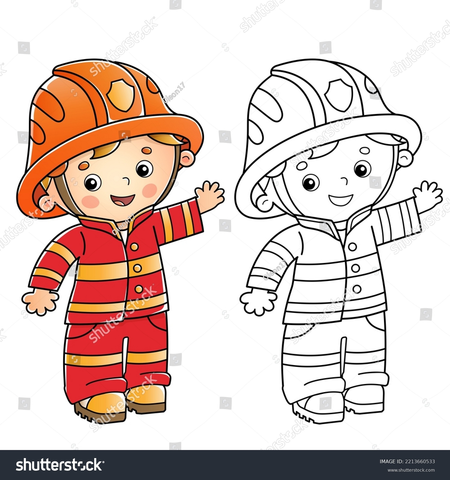 Coloring Page Outline Cartoon Fireman Firefighter Stock Vector Royalty Free 2213660533 Shutterstock Coloring Page Outline Cartoon Fireman Firefighter Stock Vector Royalty Free 2213660533 Shutterstock