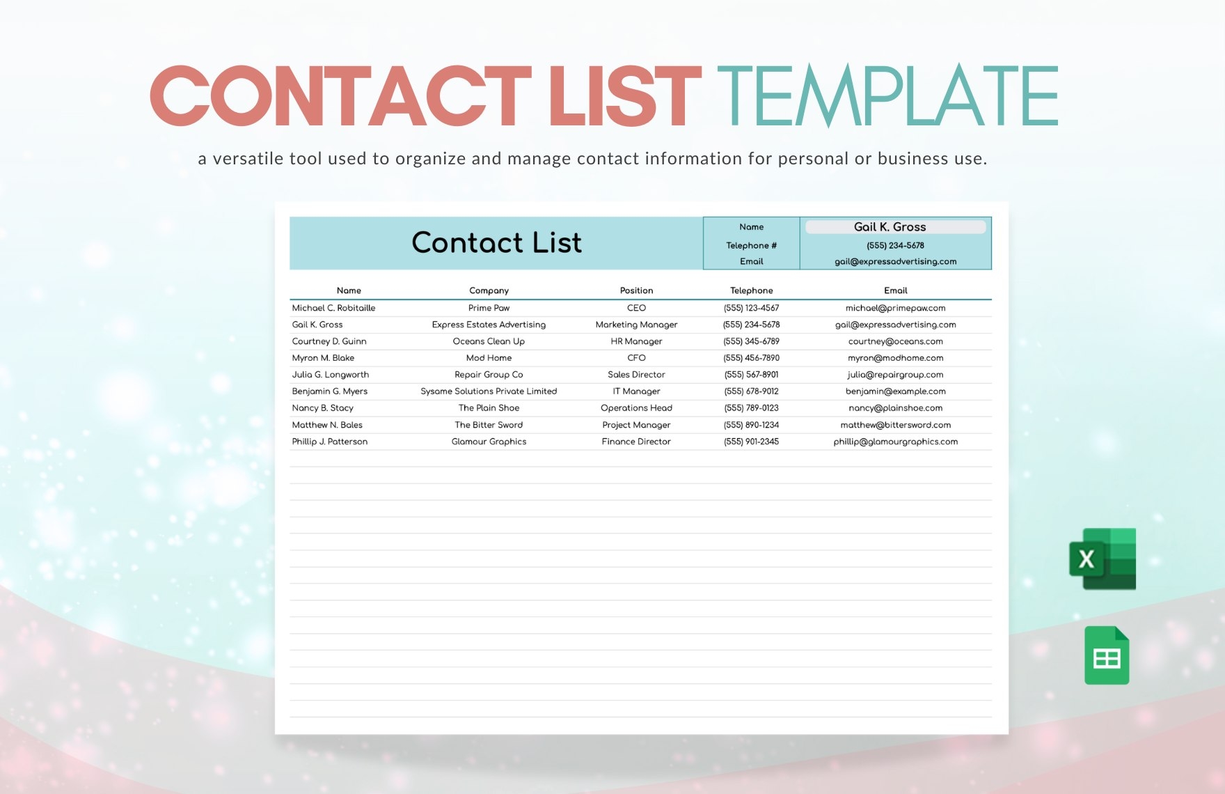 Contact List Template In Excel Google Sheets Download Template Contact List Template In Excel Google Sheets Download Template