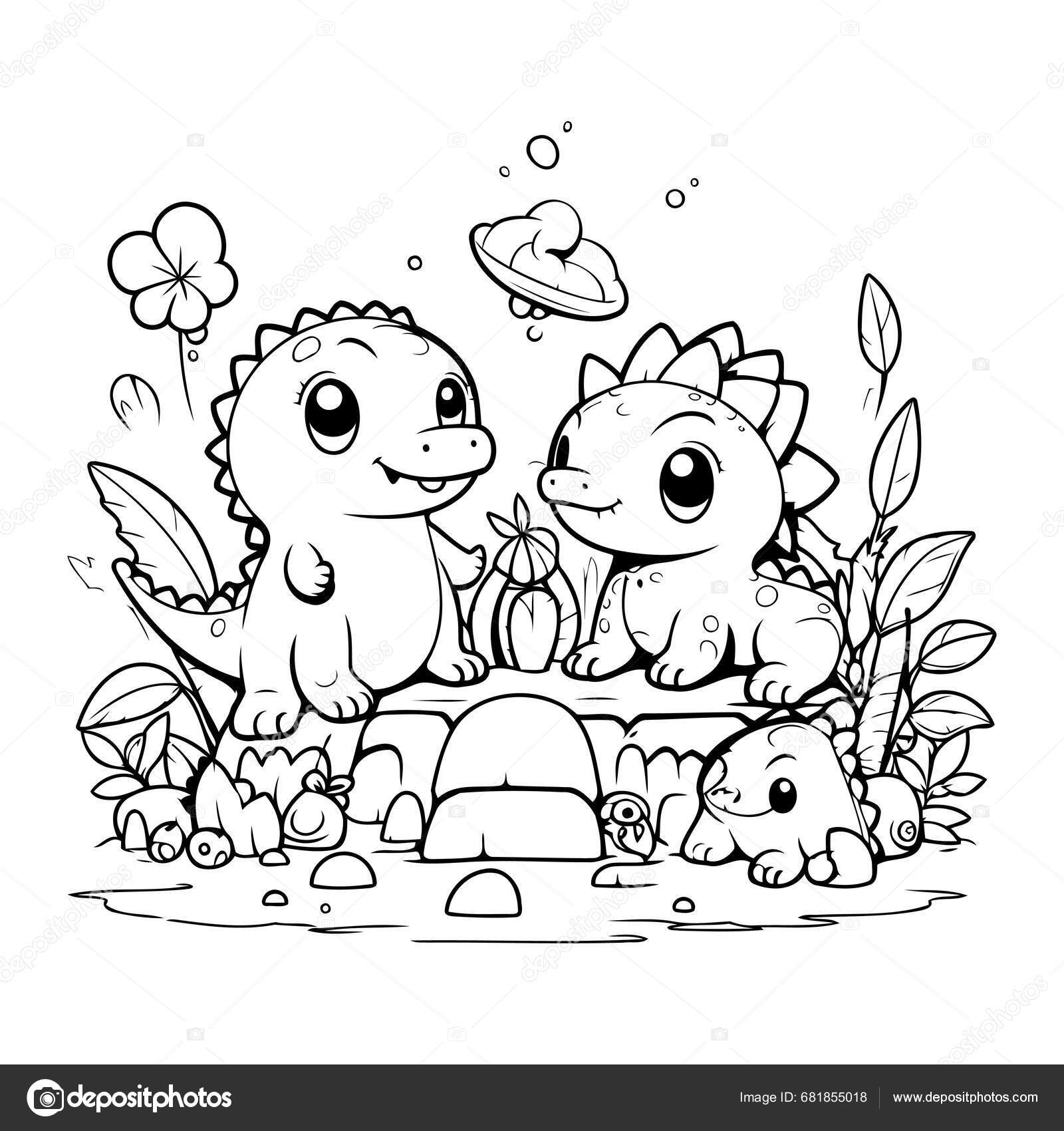 Cute Dinosaurs Family Coloring Book Vector Illustration Coloring Page Stock Vector By ibrandify 681855018