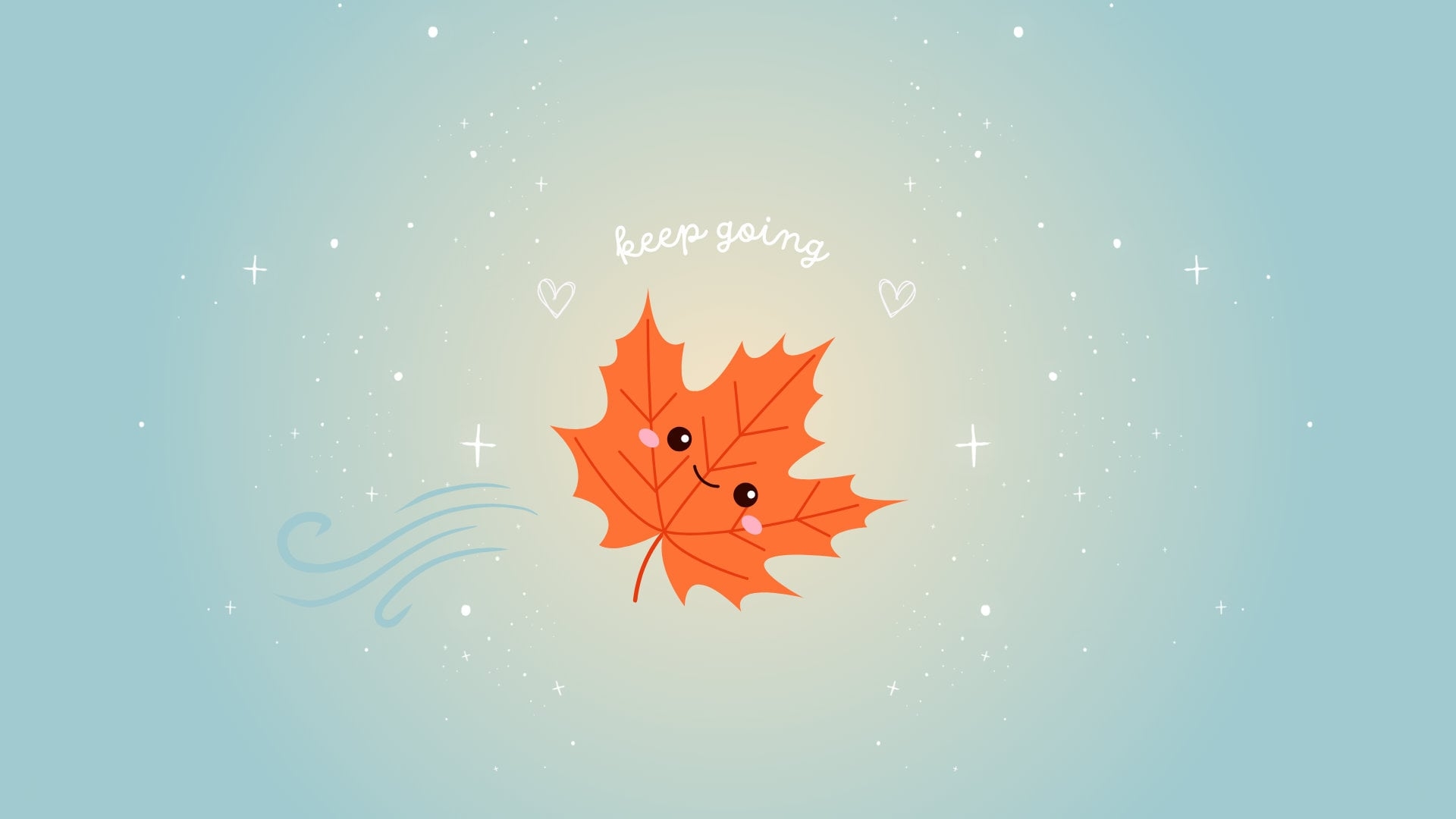 Cute Fall Motivational Computer Background Leaf Autumn Desktop Wallpaper Girlie Blue Aesthetic Computer Screensaver Etsy