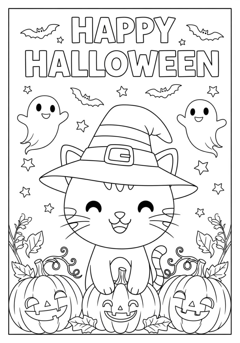 Easy Cute Halloween Coloring Pages For Kids