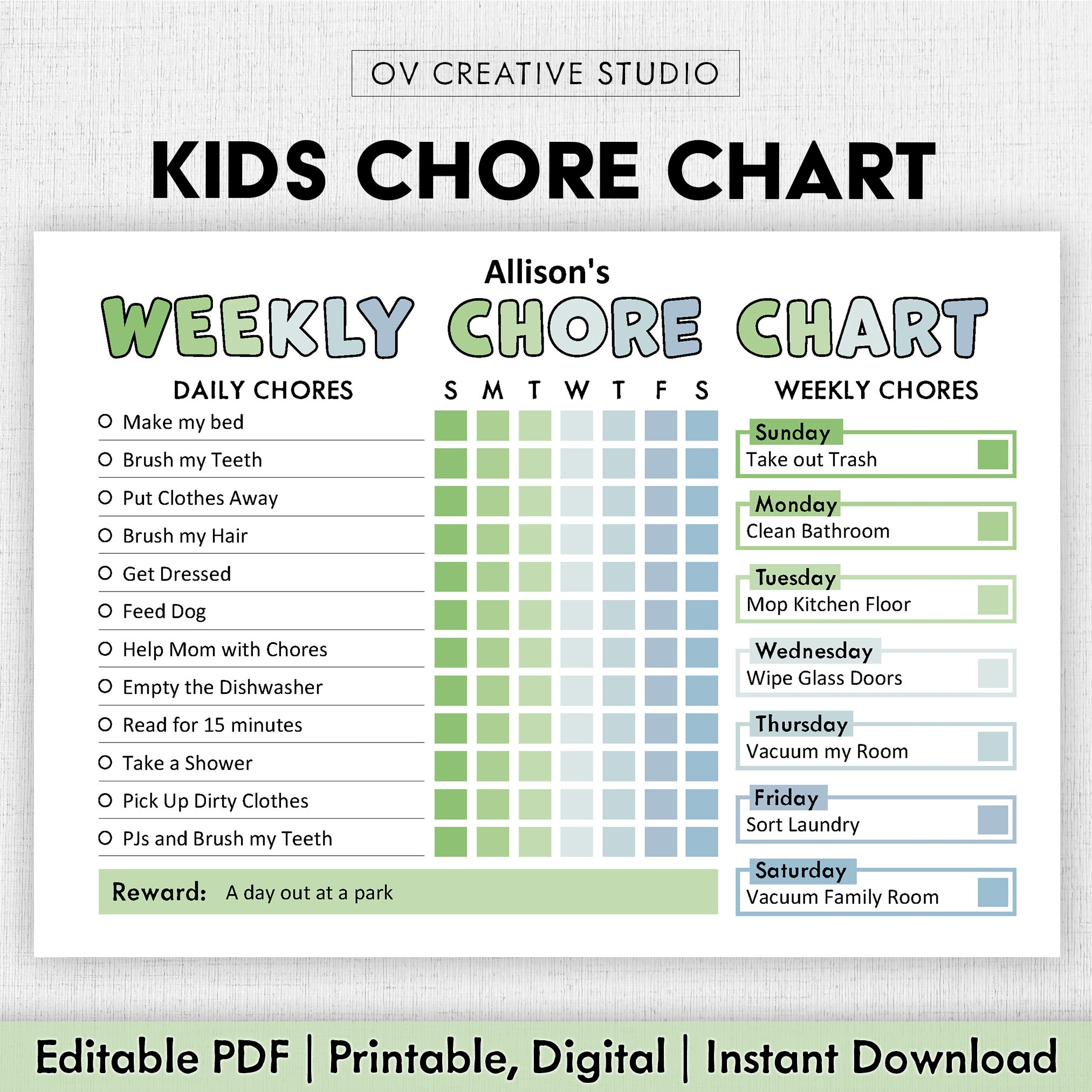 Editable Chore Chart For Kids Printable Kids Daily Weekly Responsibility Chart Kids Chore List Kids Daily Routine Checklist PDF Etsy Denmark
