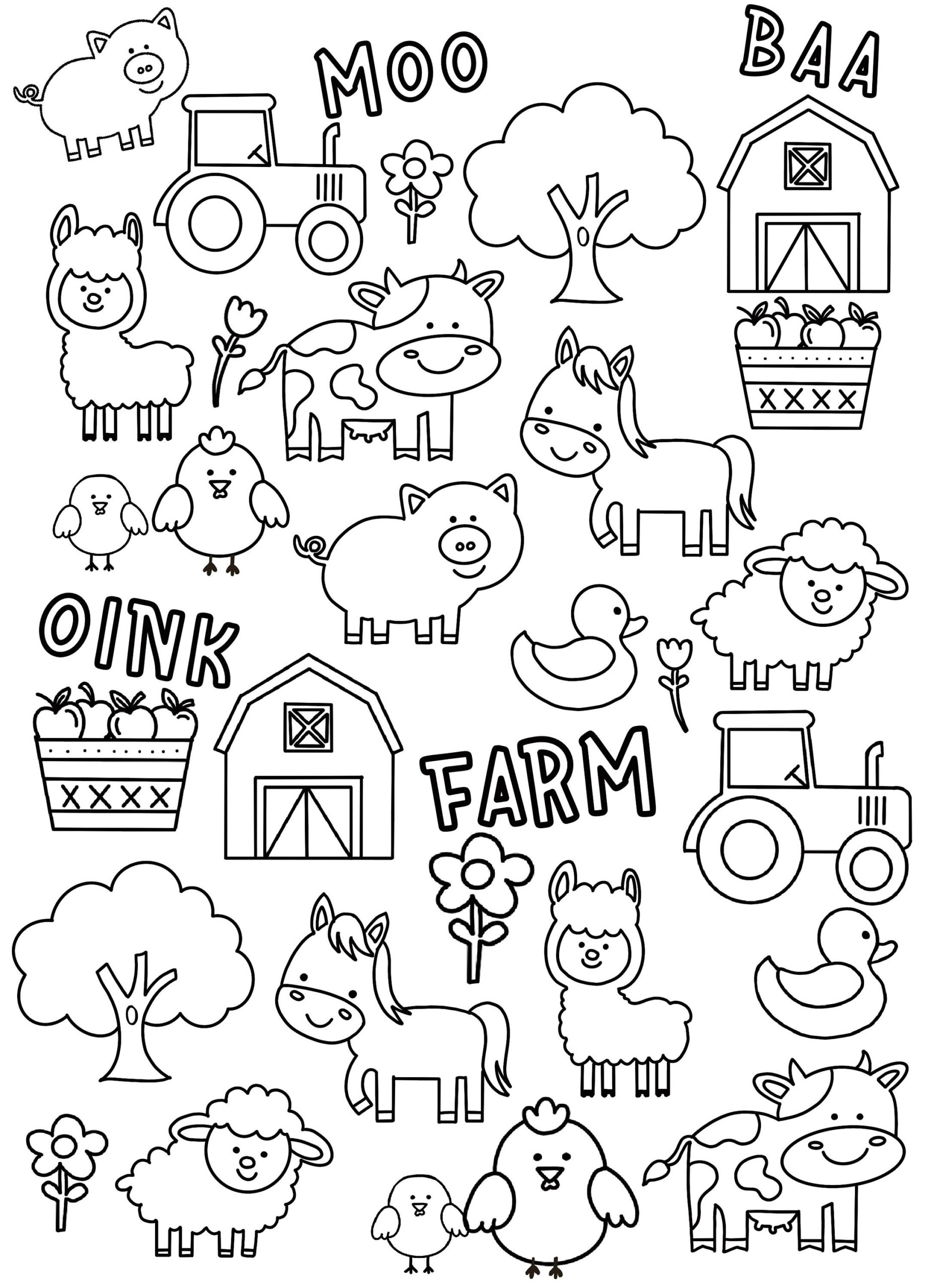 Farm Animals Coloring Page Kids Learning Activity PDF Etsy