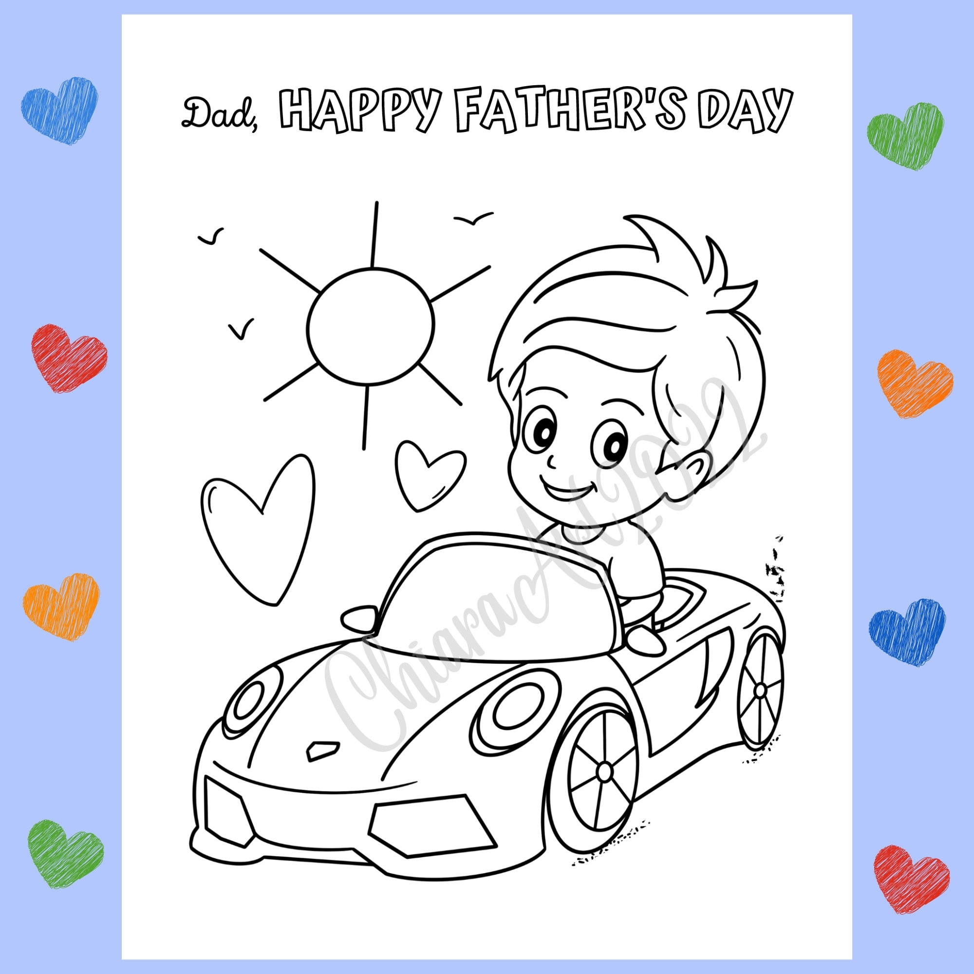 Father s Day Coloring Pages For Kids Happy Father s Day Printable Cute Father s Day Page Preschool And Up Hand Drawn Dad s Day Sheets PDF Etsy