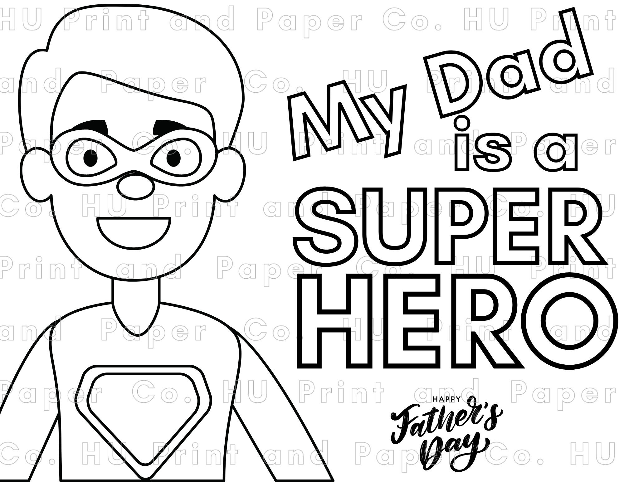 Father s Day Superhero Coloring Page Printable Superhero Dad Kids Activity Instant Digital Download Etsy